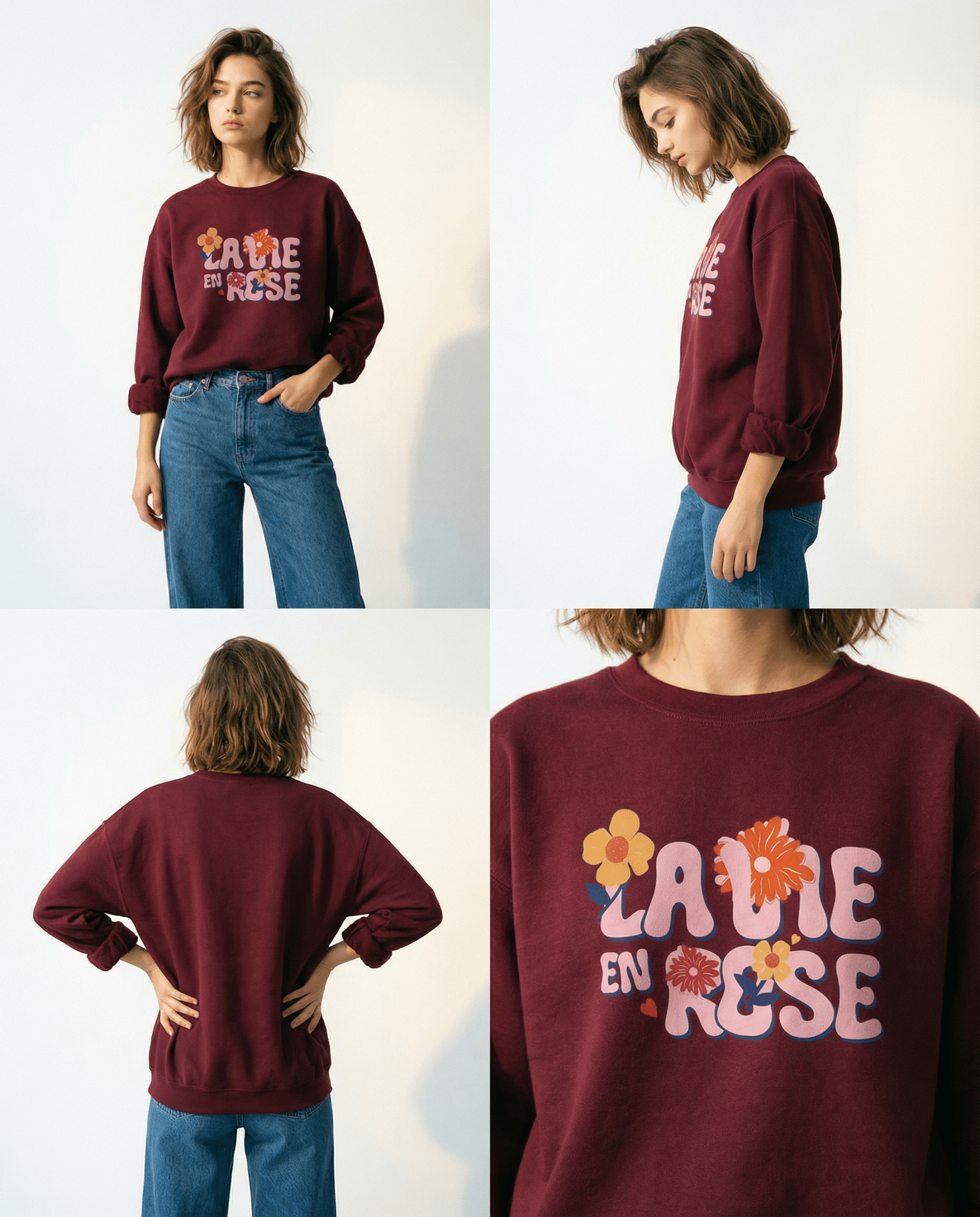 SIGNATURE "4 FLOWERS" – La Vie en Rose / クルーネックスウェット (Unisex)