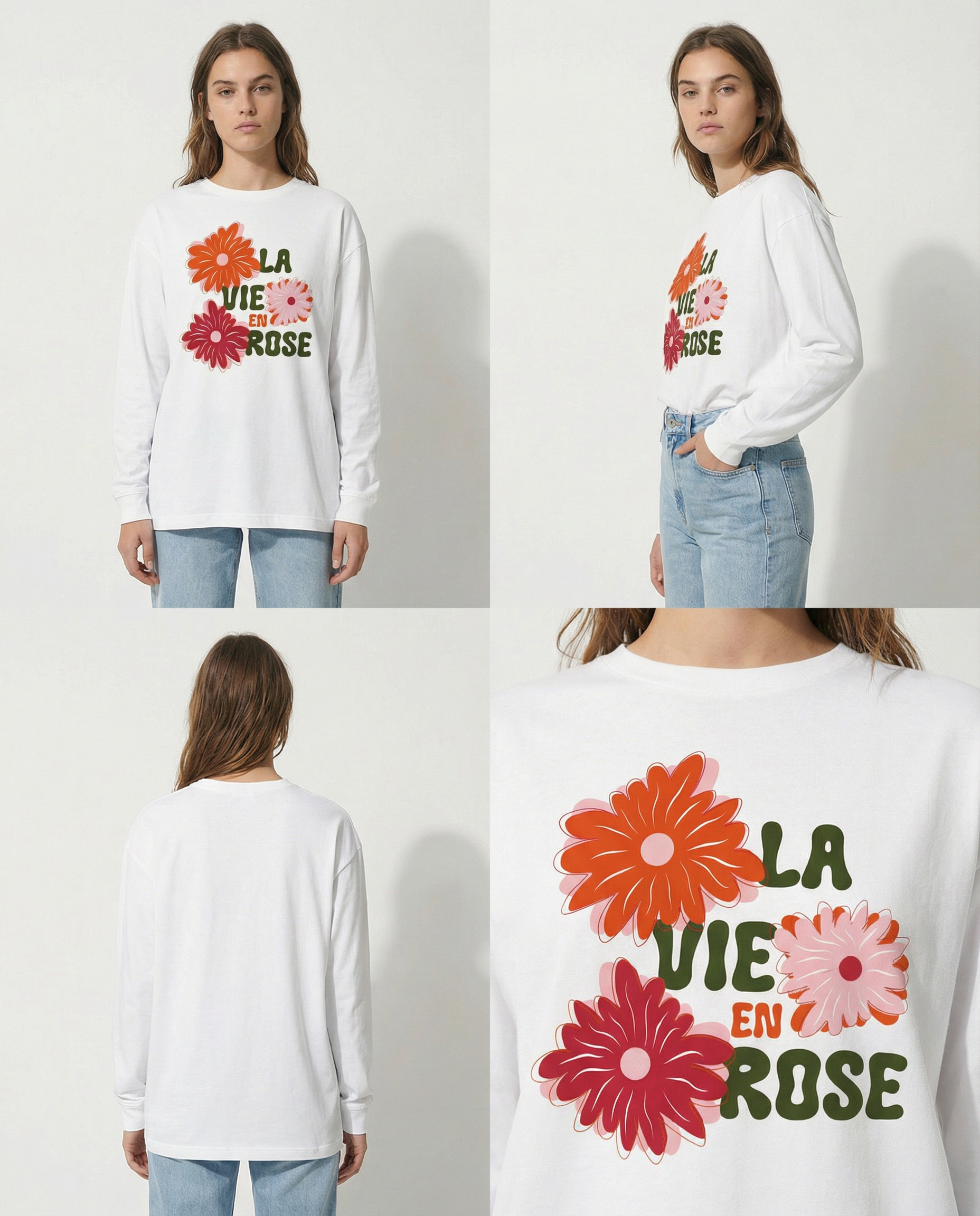 SIGNATURE "3 FLOWERS" – La Vie en Rose / ロングスリーブTシャツ (Unisex)