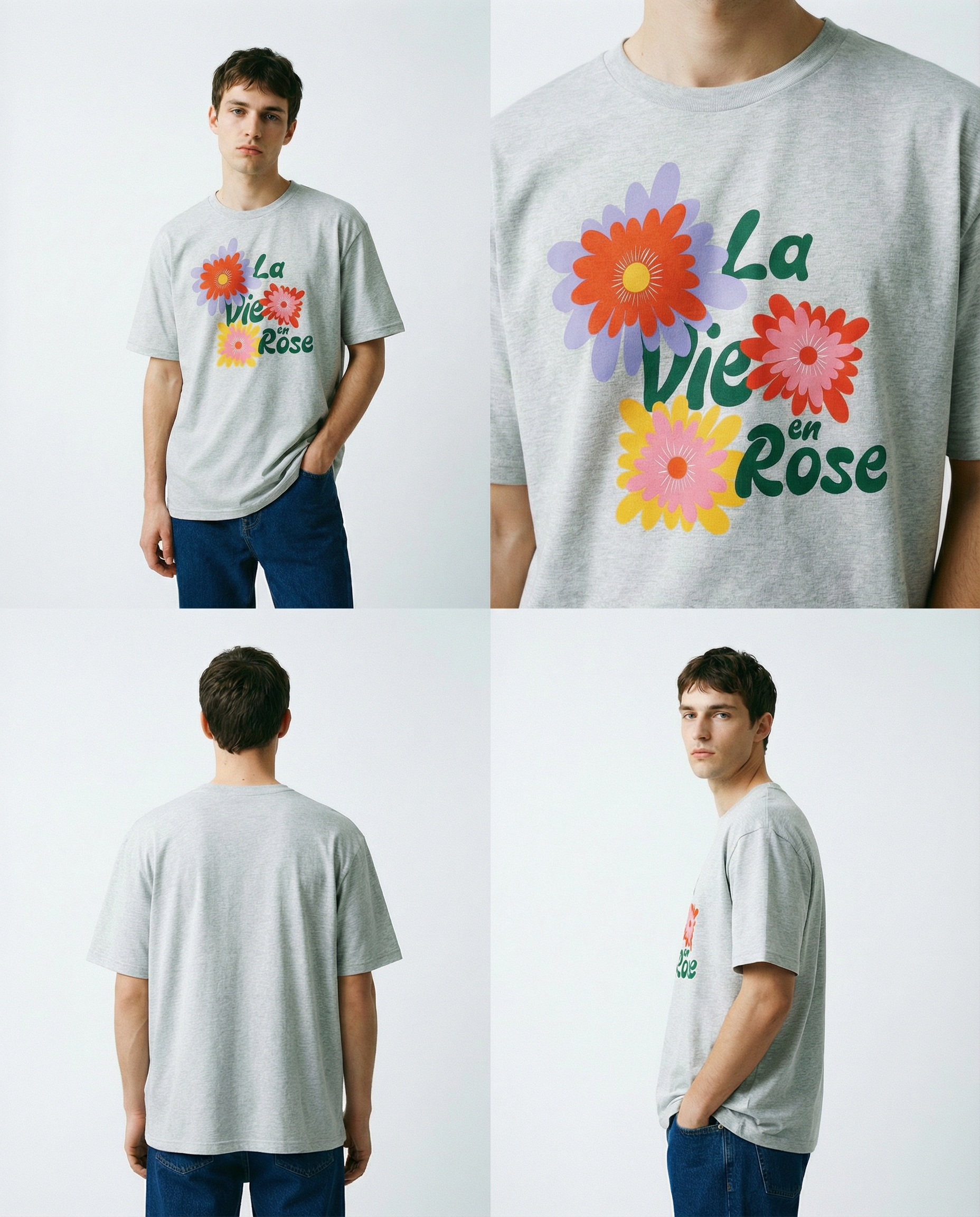 「La Vie en Rose」ユニセックス半袖Tシャツ