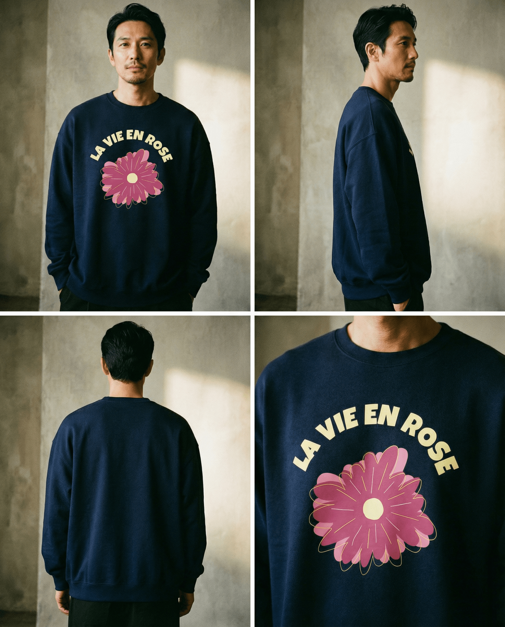 「LA VIE EN ROSE」フラワー クルーネックスウェット