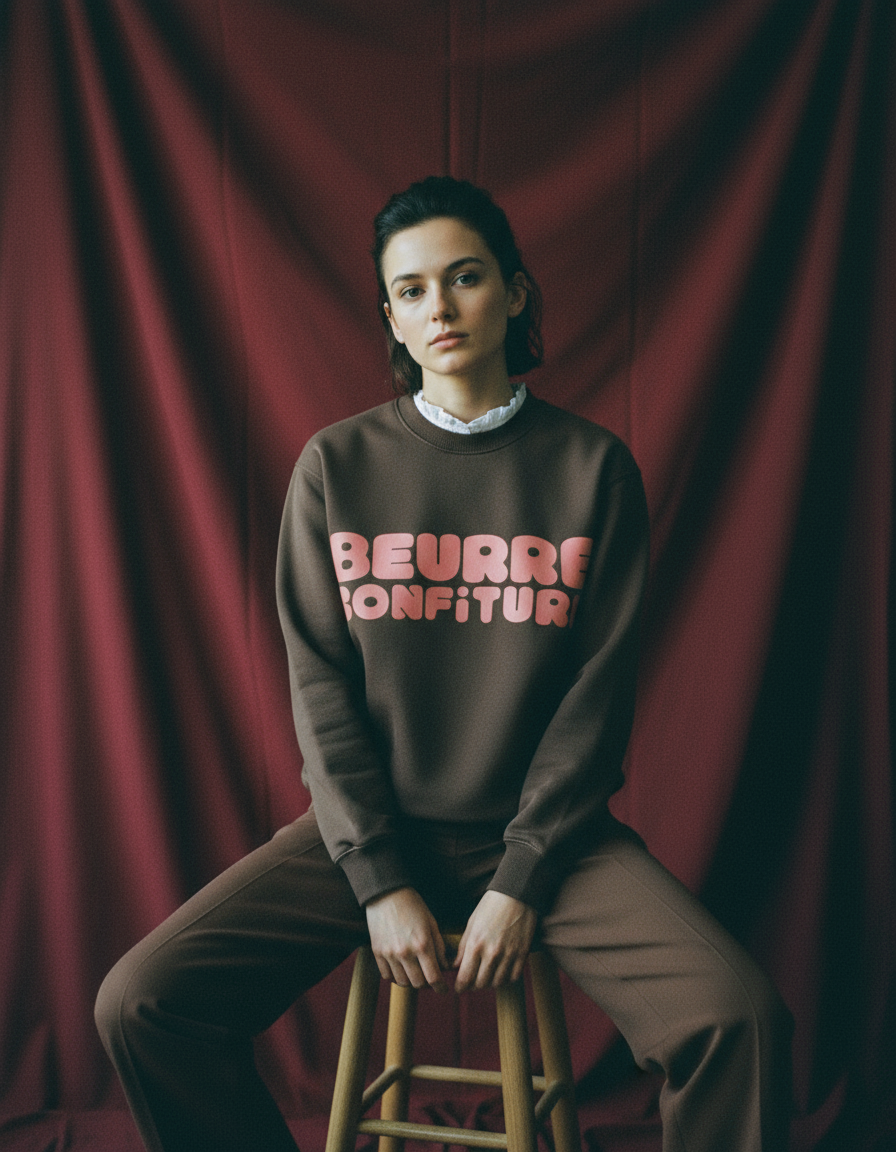 ブラウンスウェット「BEURRE CONFITURE」