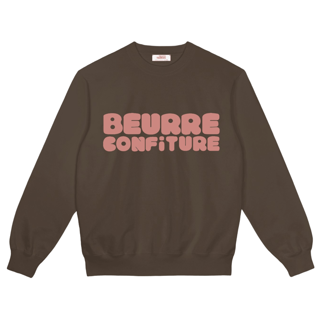 「Beurre Confiture」ロゴディテールのモダンフィットスウェット