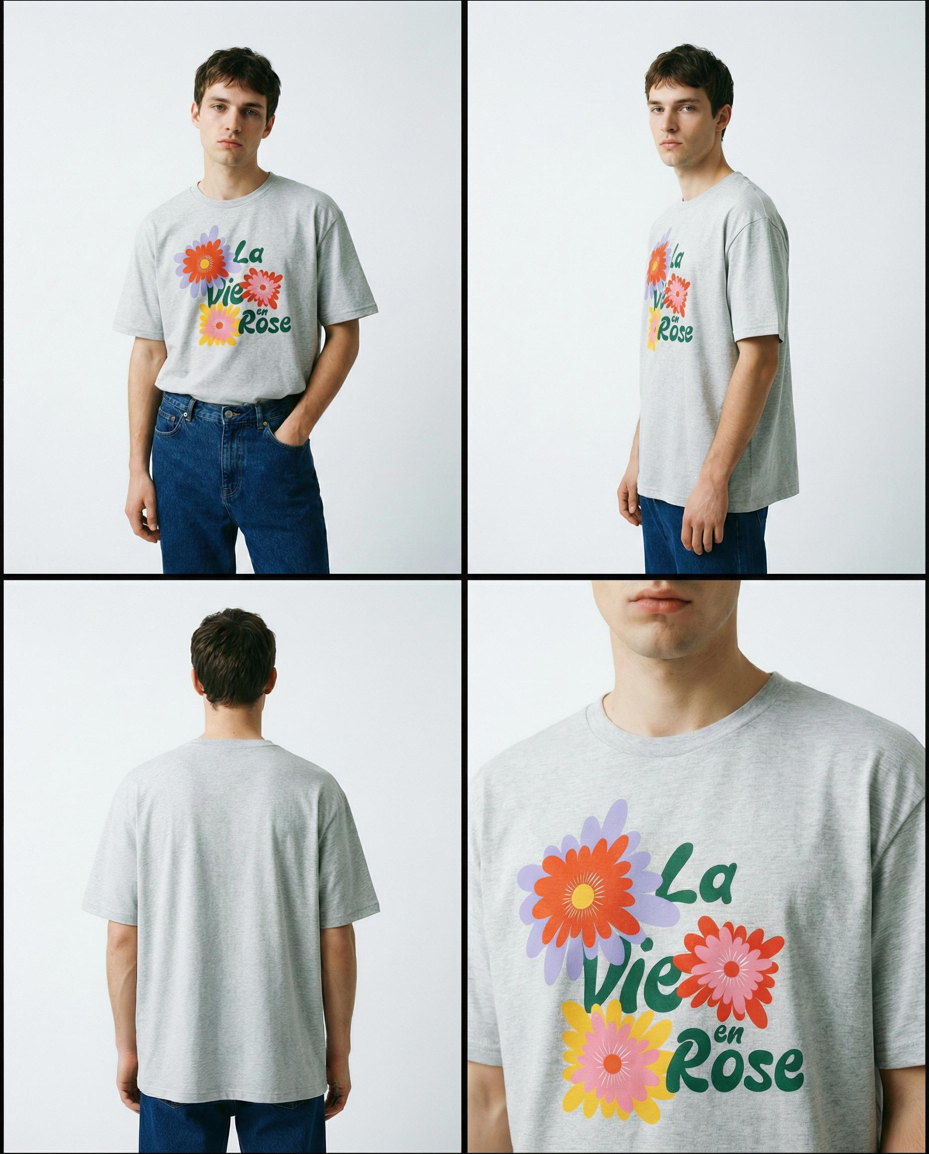 「La Vie en Rose」ユニセックス半袖Tシャツ