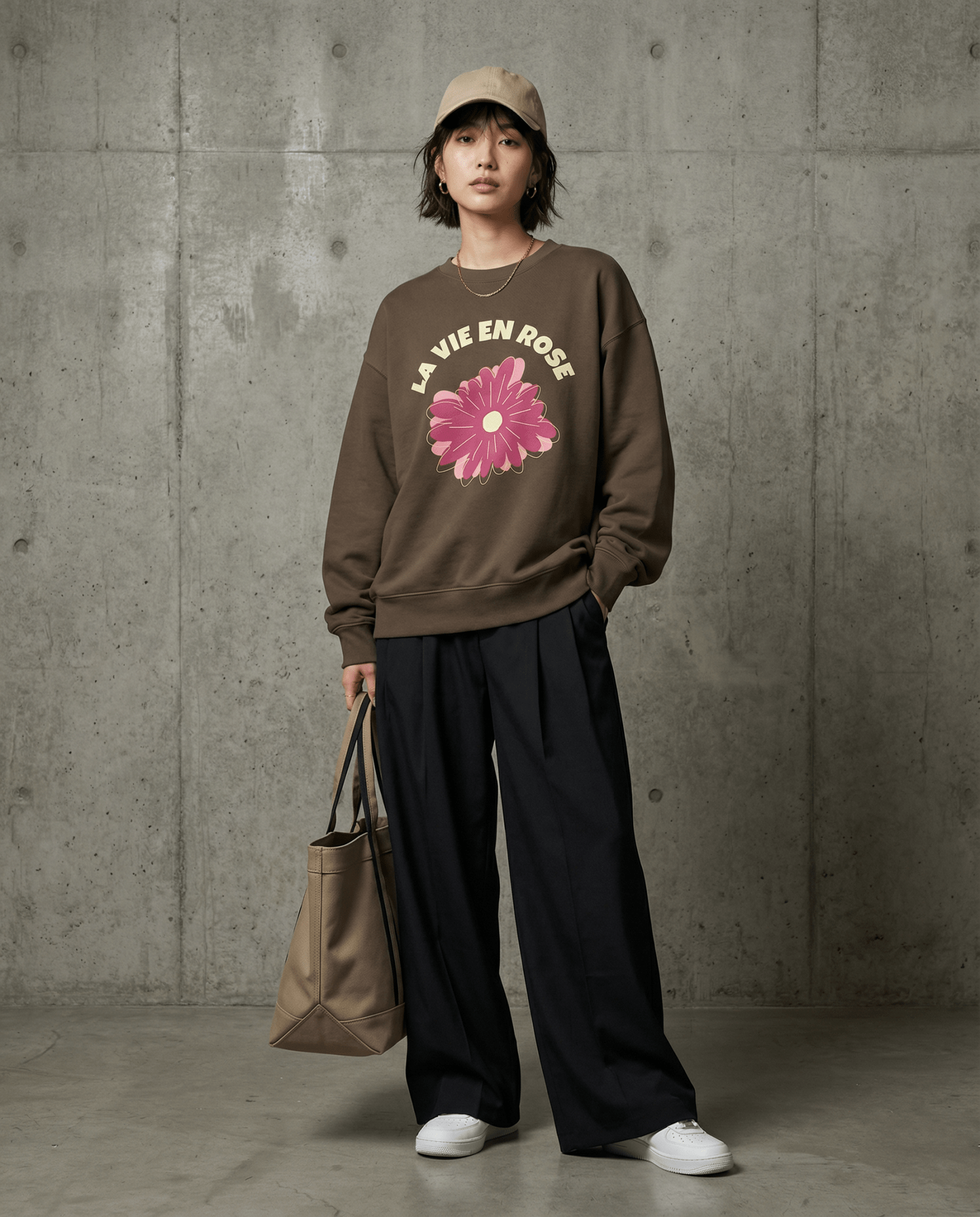 「LA VIE EN ROSE」フラワー クルーネックスウェット