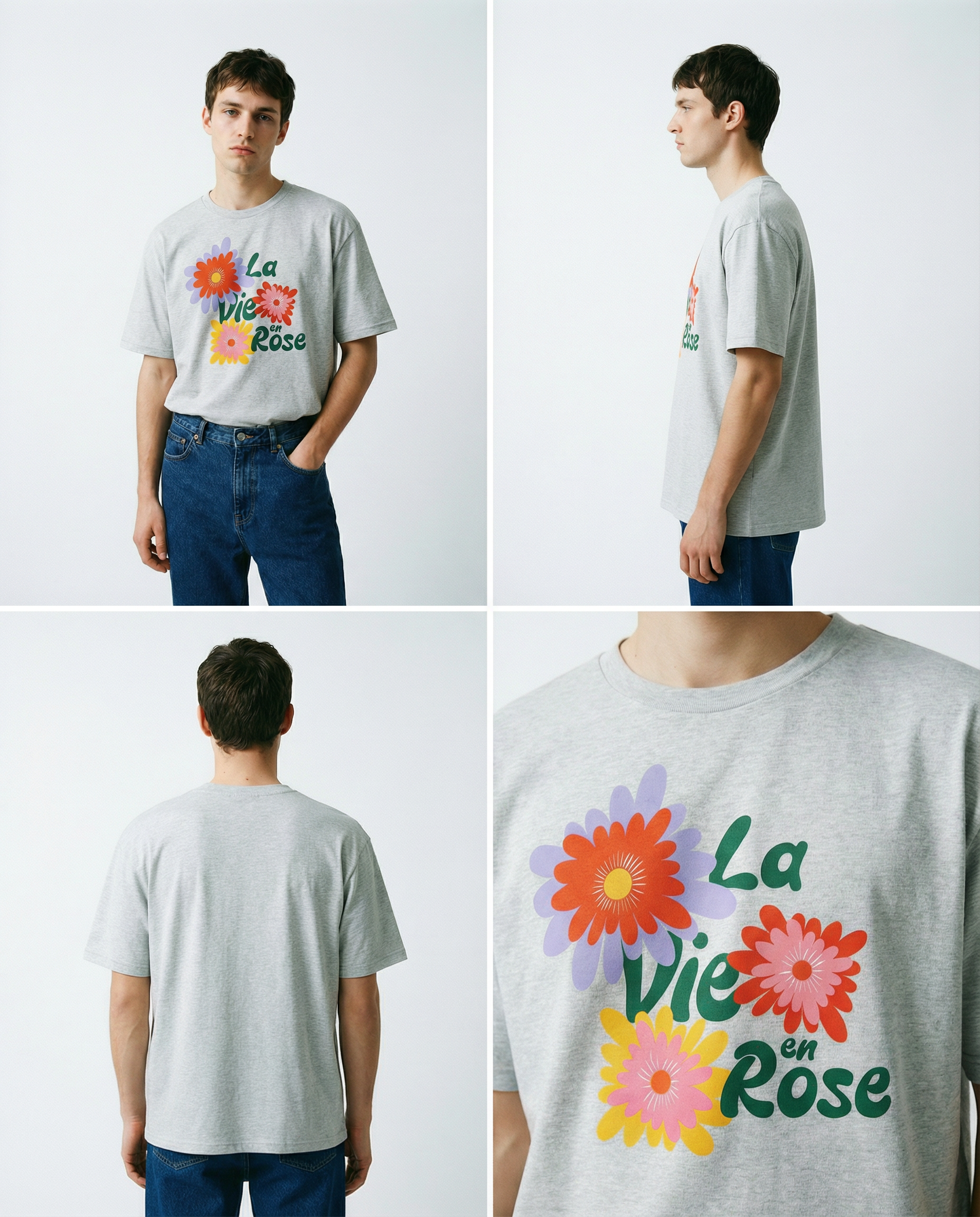 「La Vie en Rose」ユニセックス半袖Tシャツ