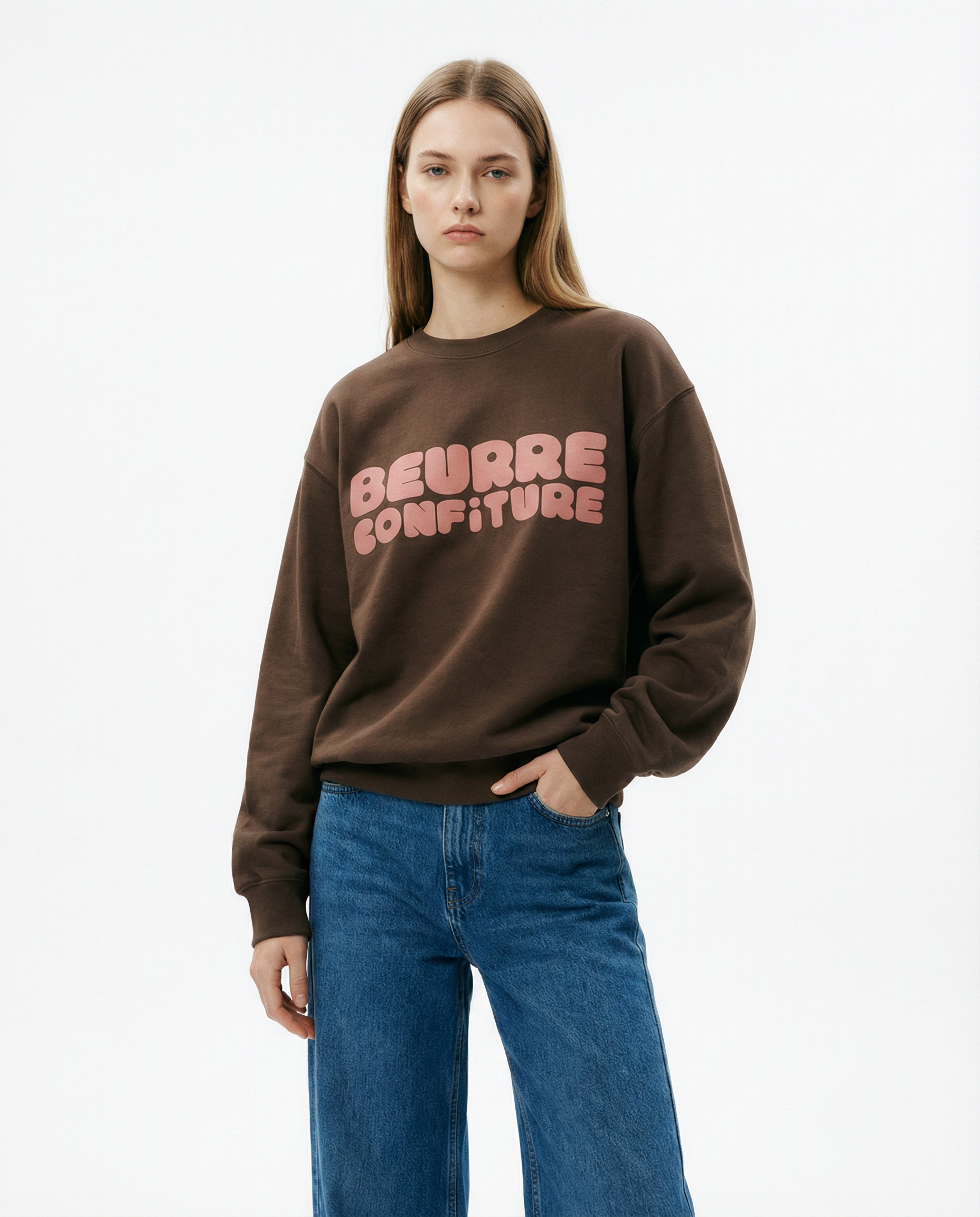 ブラウンスウェット「BEURRE CONFITURE」