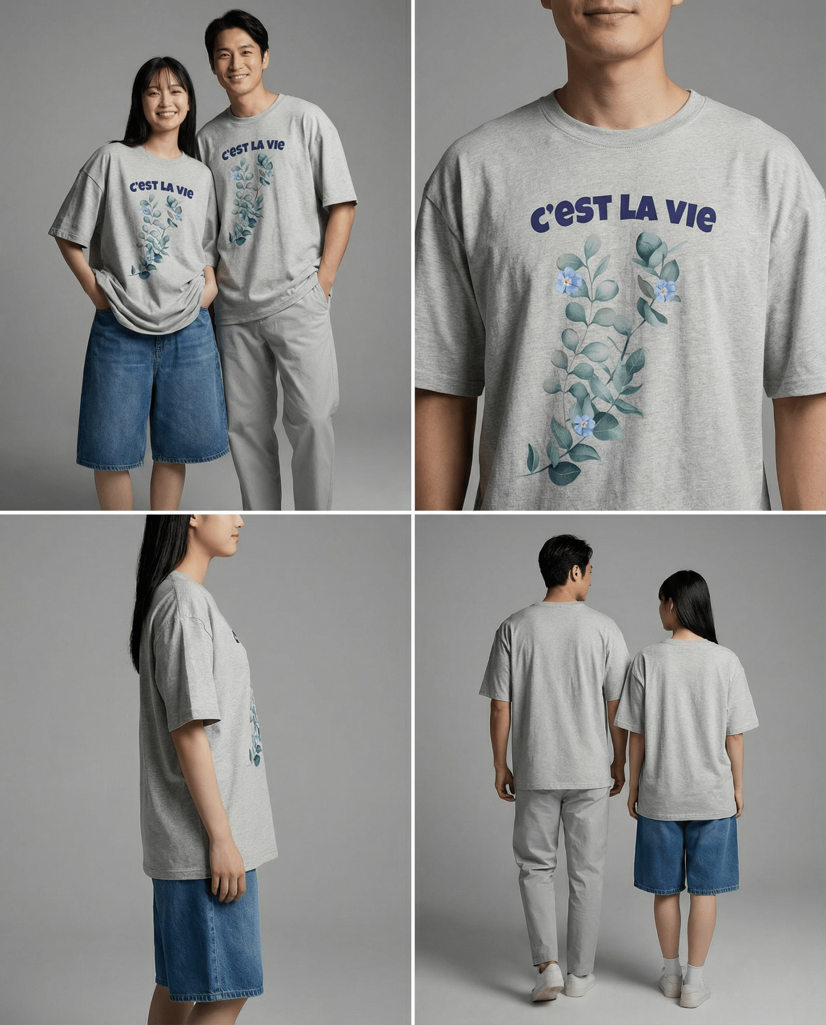「C'EST LA VIE(これが人生)」ボタニカル ヘビーウェイト半袖Tシャツ (Unisex)