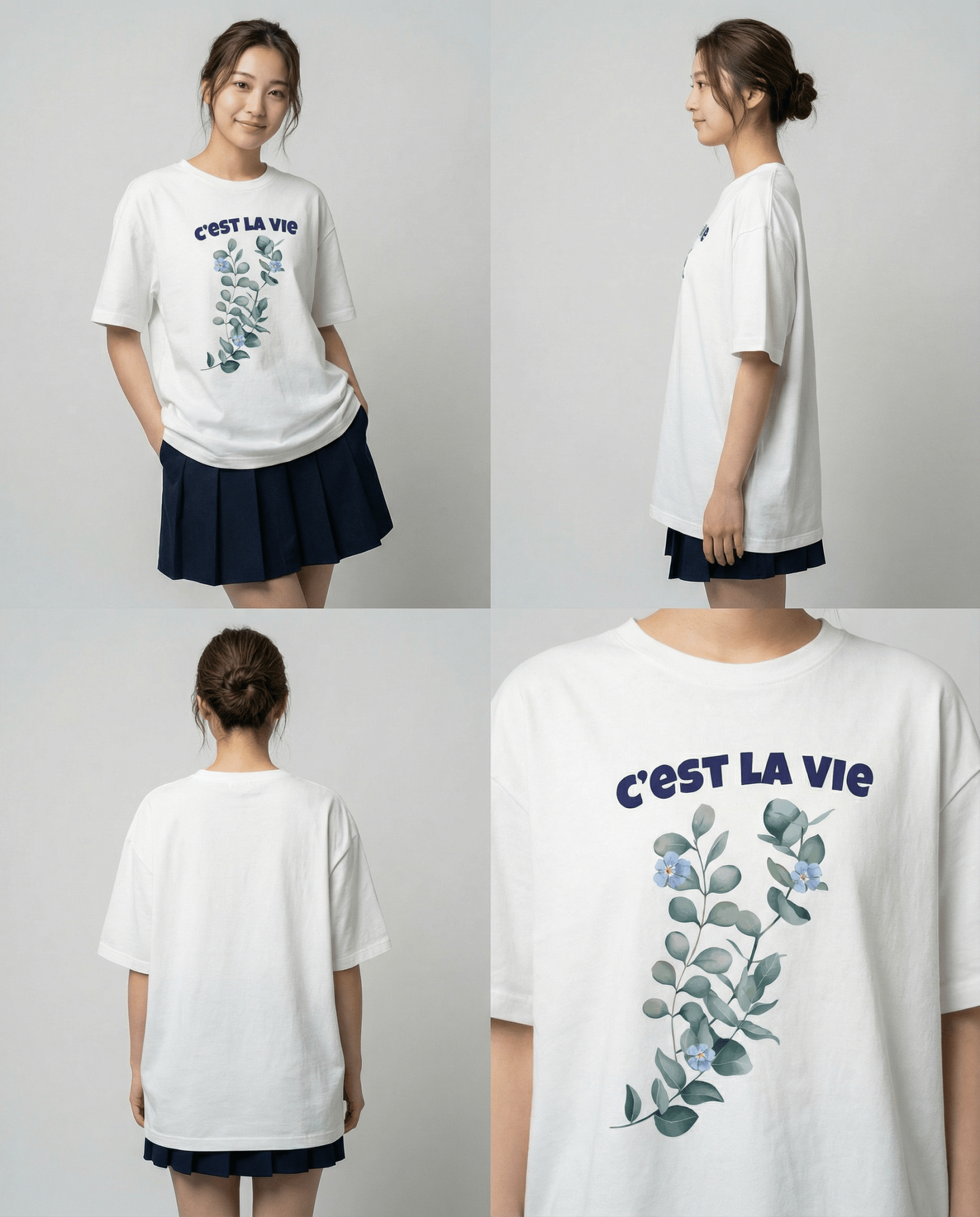 「C'EST LA VIE(これが人生)」ボタニカル ヘビーウェイト半袖Tシャツ (Unisex)