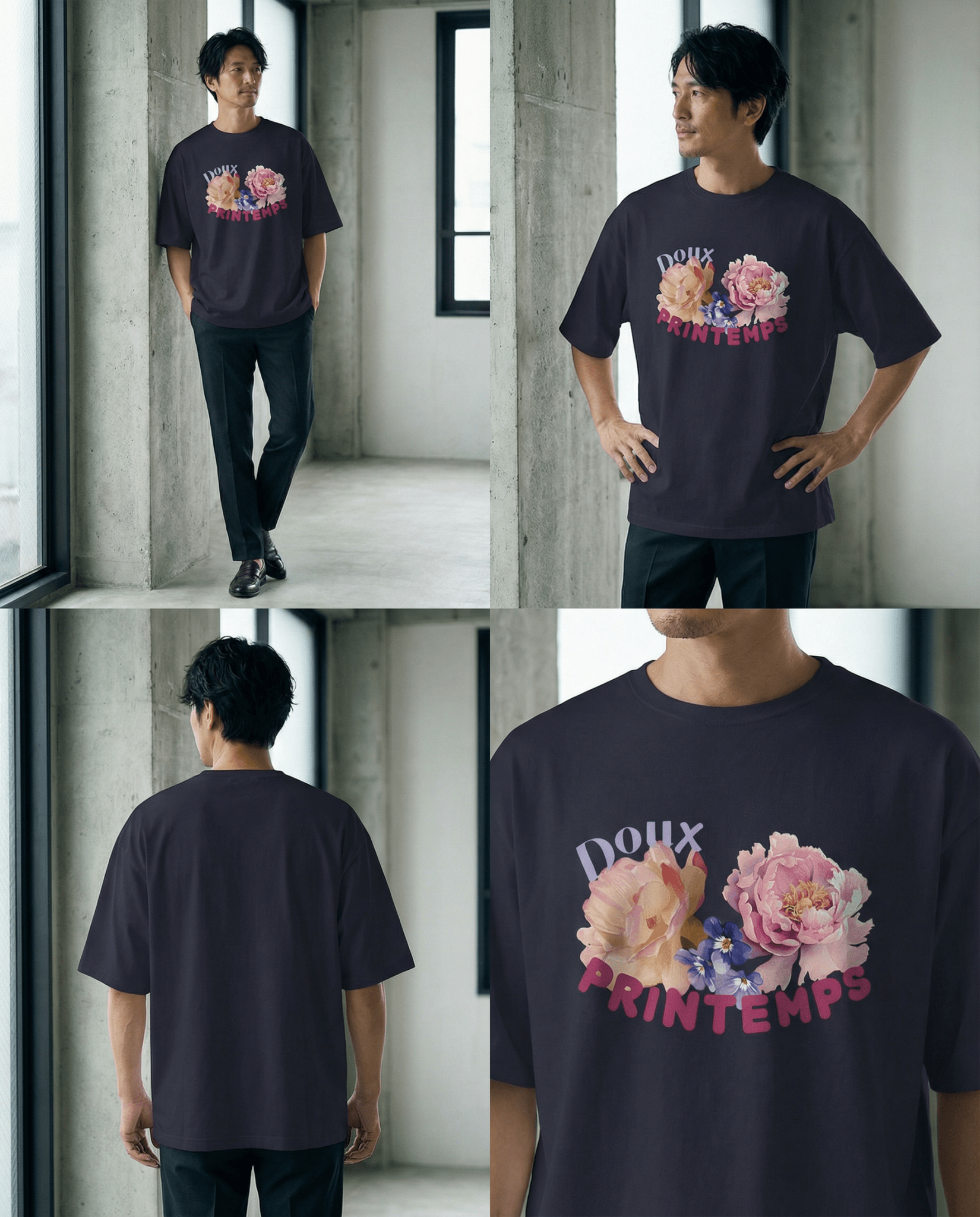 「DOUX PRINTEMPS」ボタニカル ビッグシルエットT