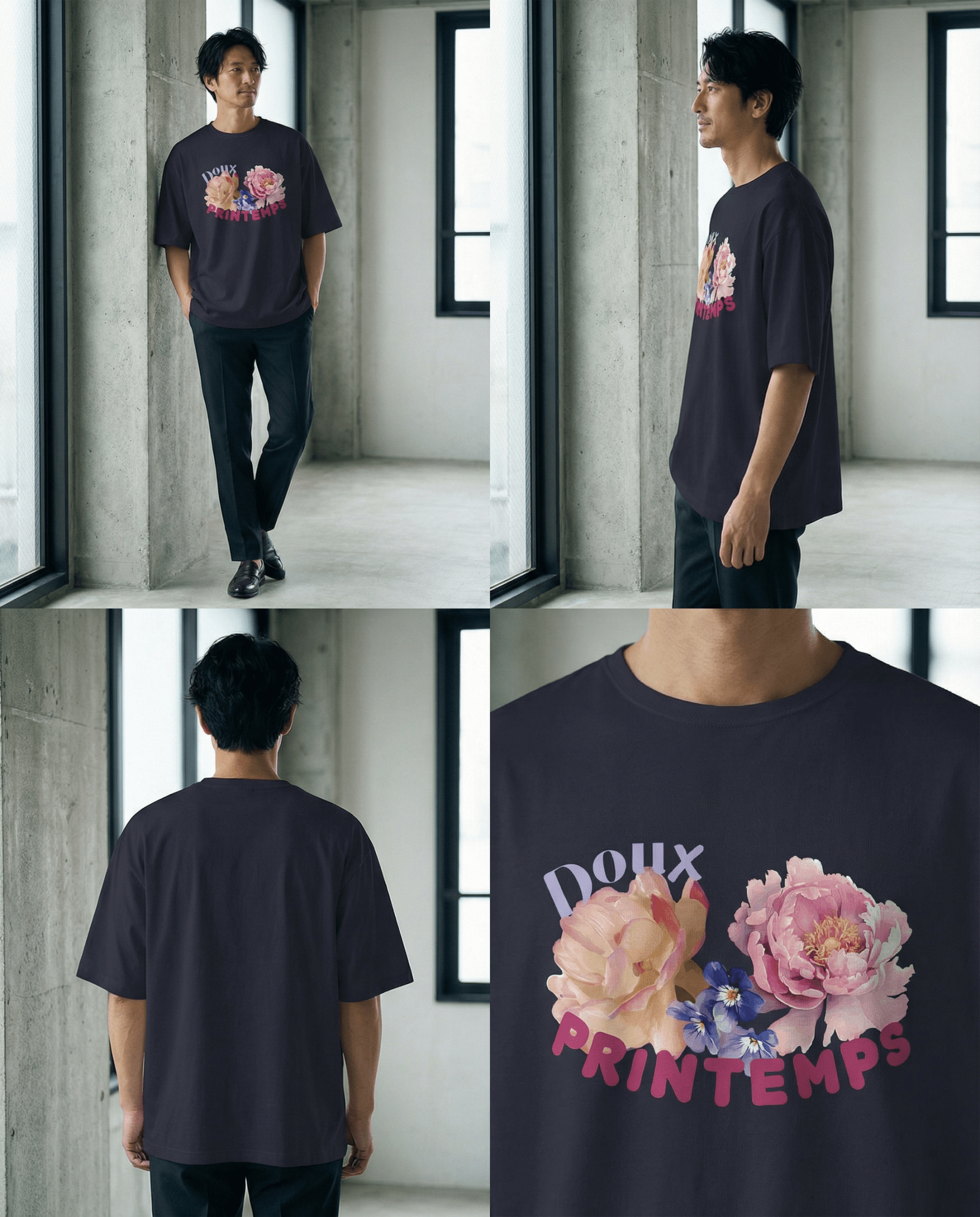 「DOUX PRINTEMPS」ボタニカル ビッグシルエットT
