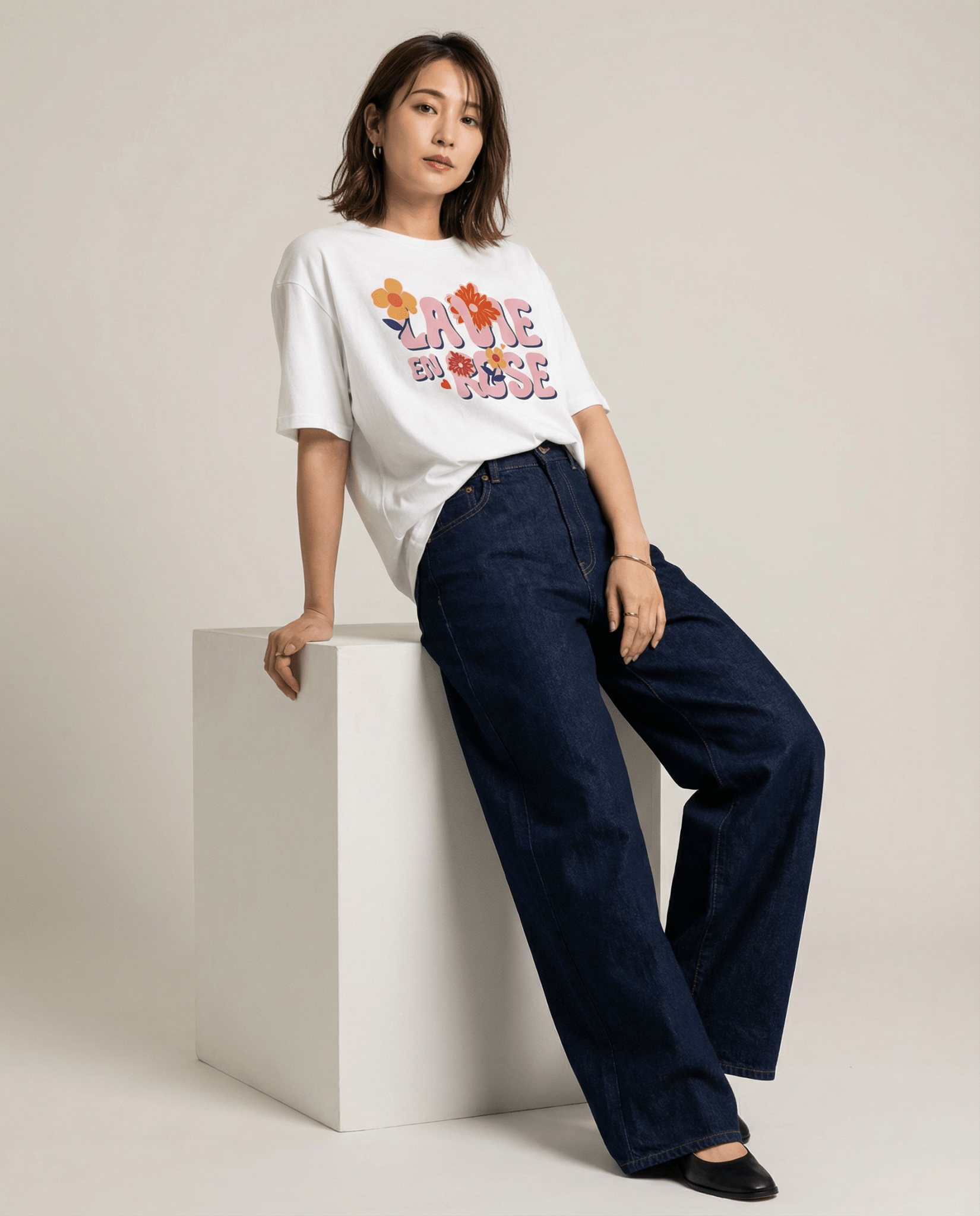 SIGNATURE "4 FLOWERS" – La Vie en Rose / ヘビーウェイト半袖Tシャツ (Unisex)