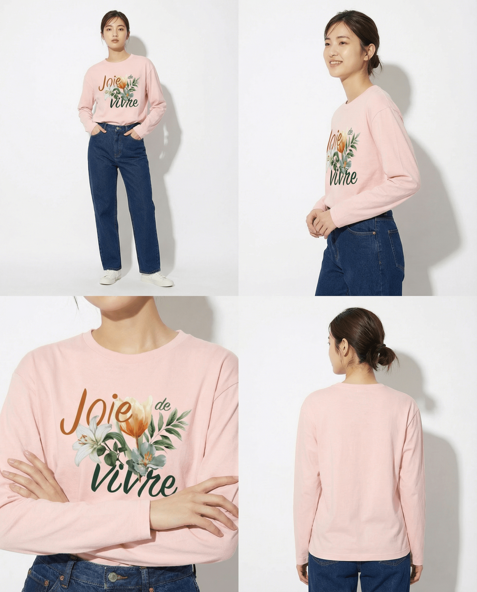 「JOIE DE VIVRE(生きる喜び)」ヘビーウェイト長袖Tシャツ (Unisex)