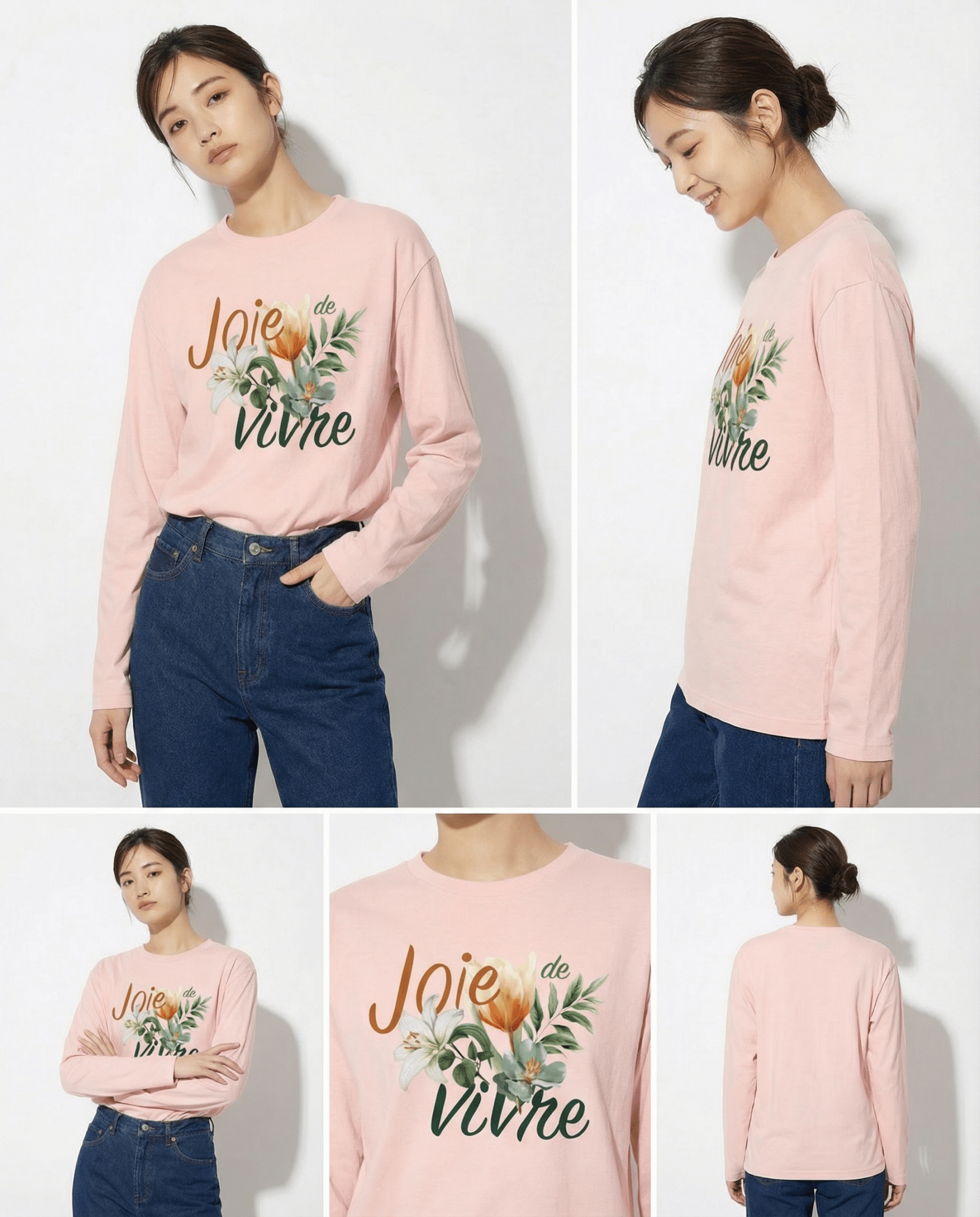 「JOIE DE VIVRE(生きる喜び)」ヘビーウェイト長袖Tシャツ (Unisex)