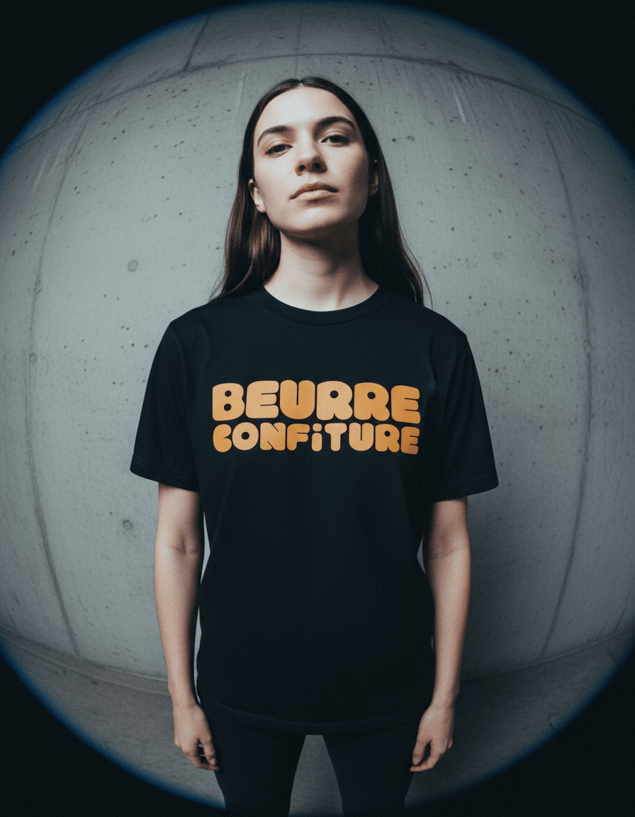 「BEURRE CONFITURE」ブランドロゴ ブラック Tシャツ