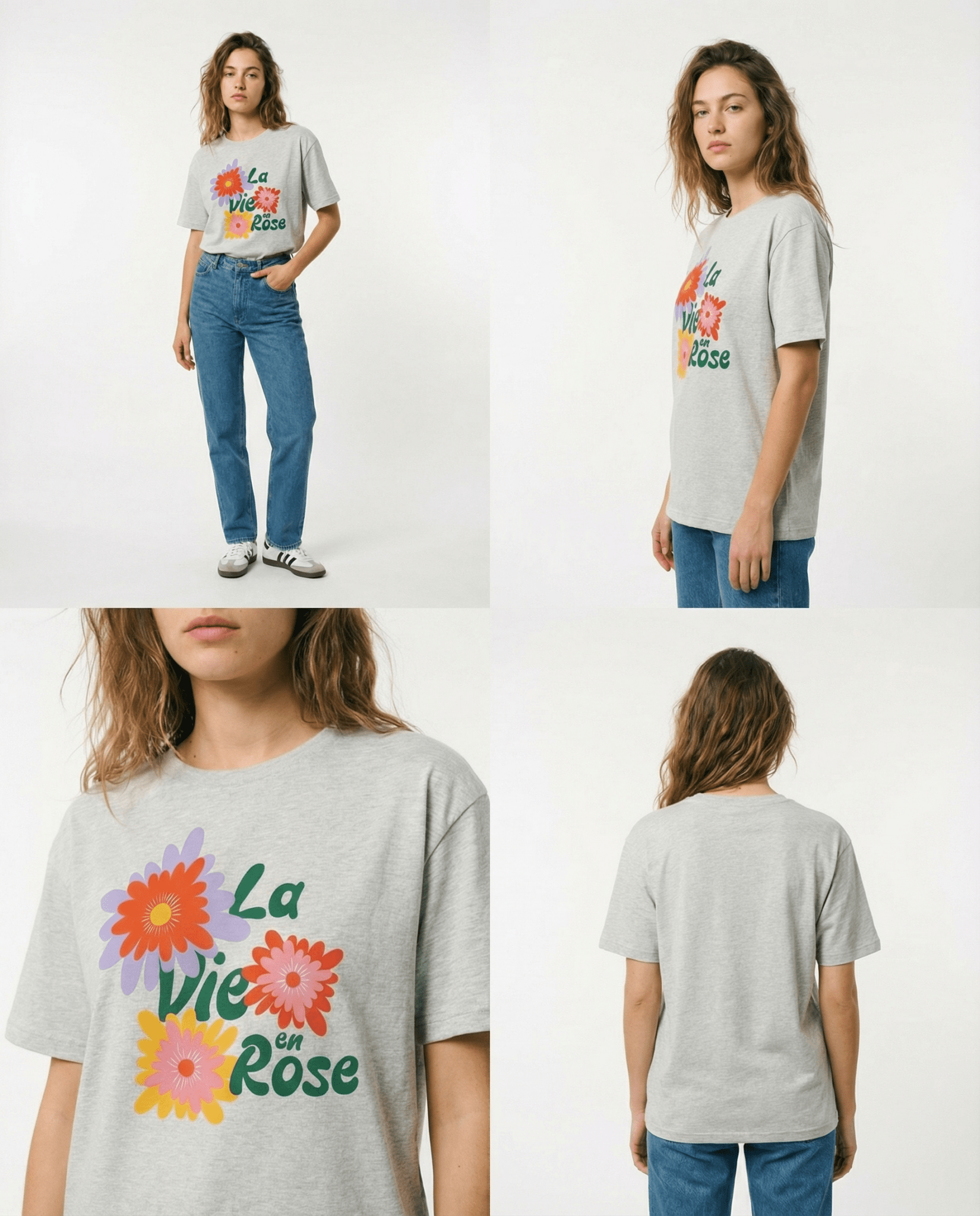 フレンチシックなユニセックスレギュラーフィットTシャツ