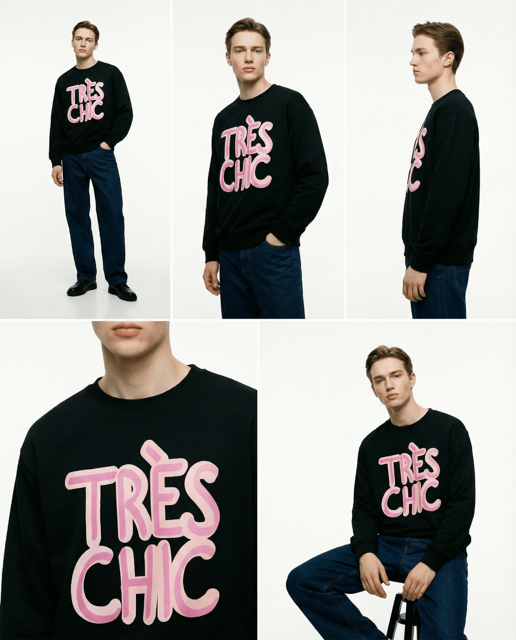 「Très Chic」ロゴのディテールが際立つコットンスウェット