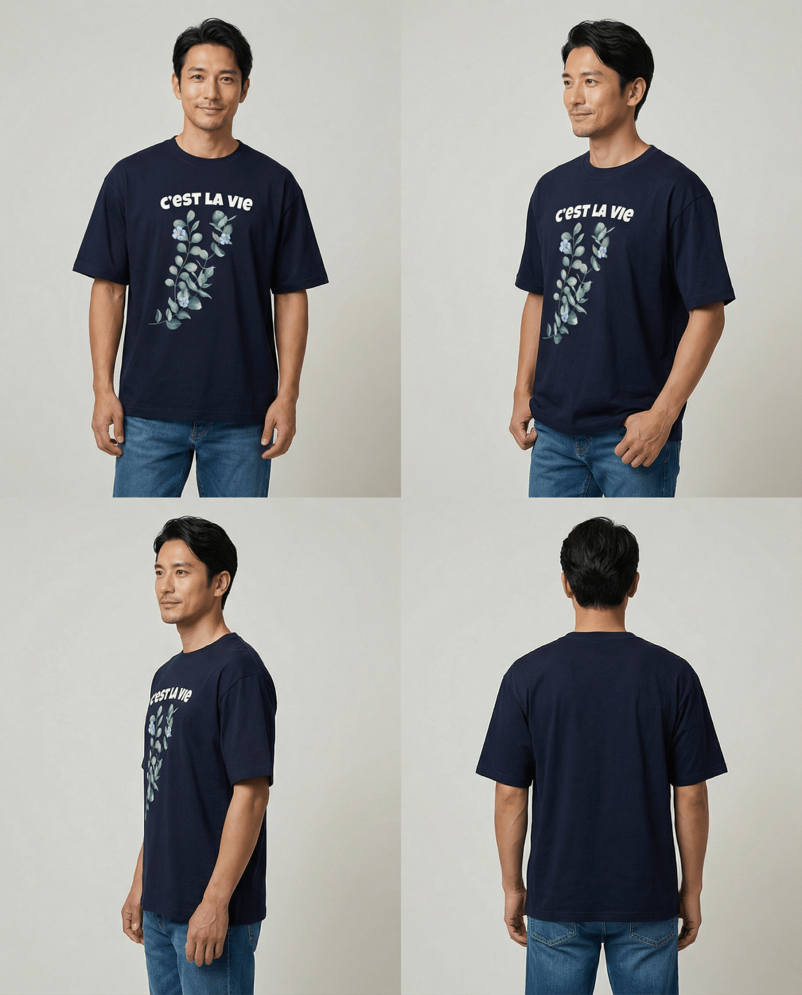 首元ダブルステッチ仕様の耐久性ある厚手コットンTシャツ