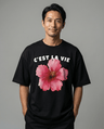 「C'EST LA VIE（これが人生）」フラワー 半袖Tシャツ (Unisex)