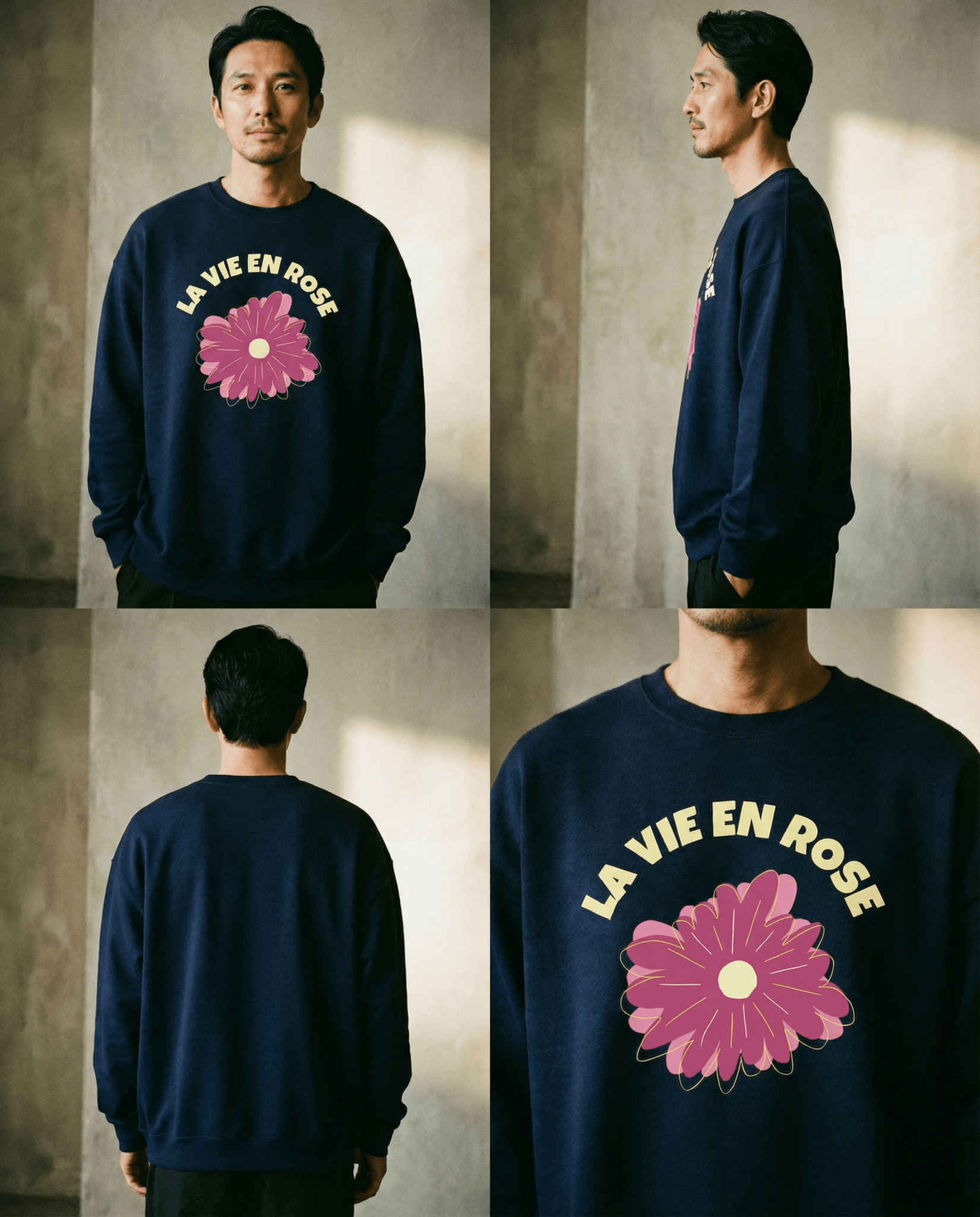 「LA VIE EN ROSE」フラワー クルーネックスウェット
