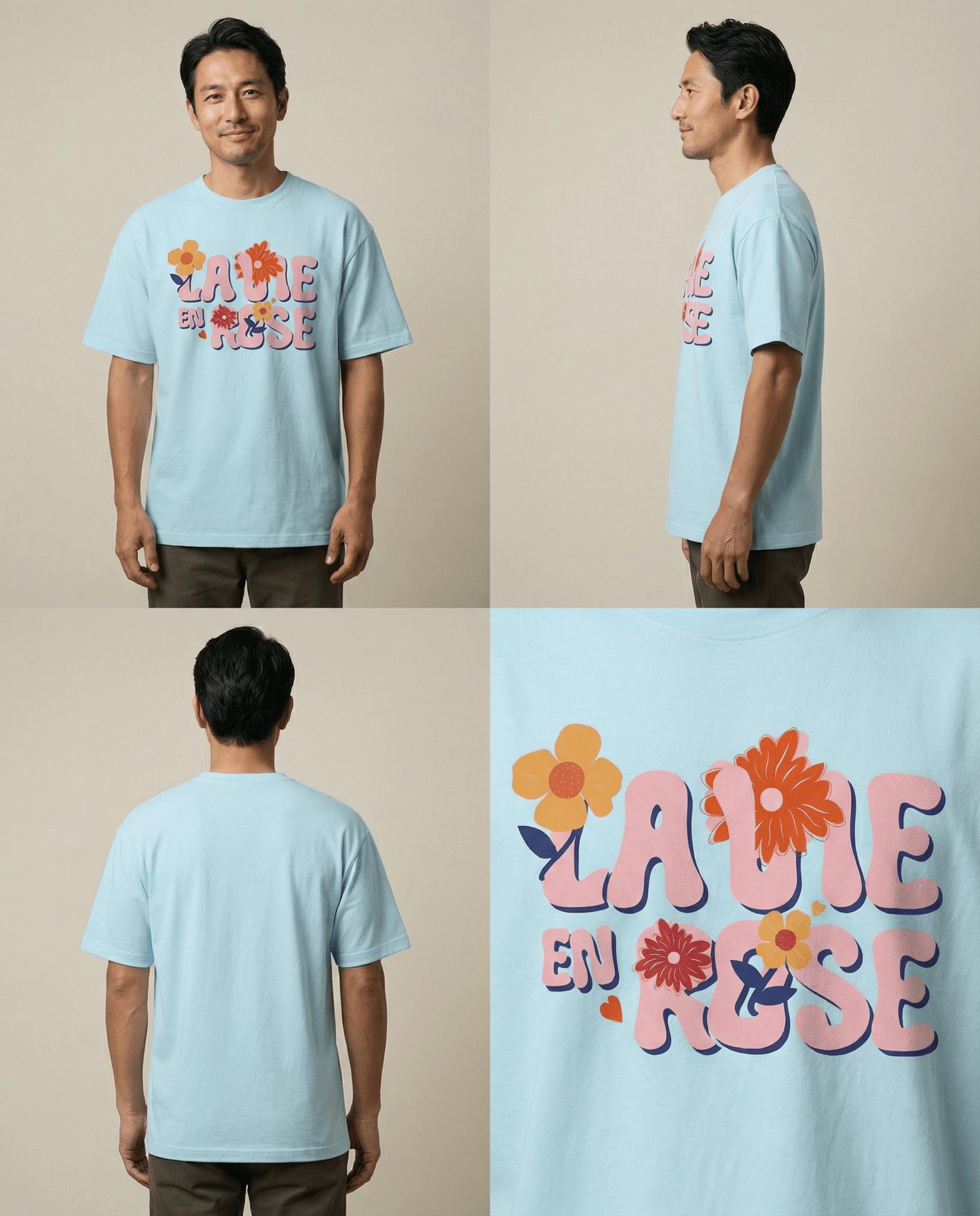 SIGNATURE "4 FLOWERS" – La Vie en Rose / ヘビーウェイト半袖Tシャツ (Unisex)