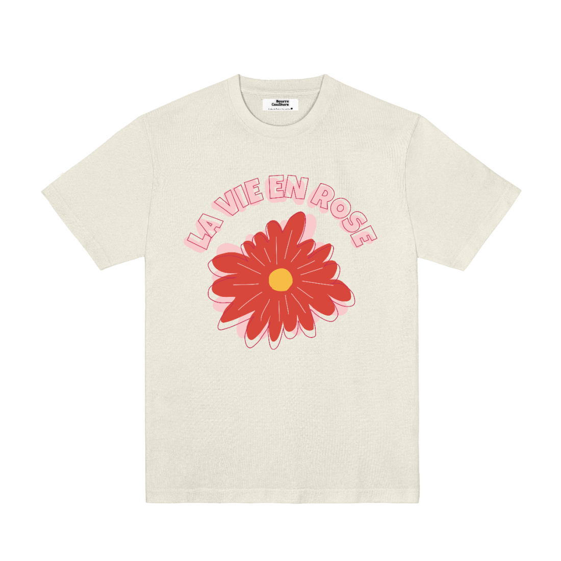 エクリュTシャツ「LA VIE EN ROSE」