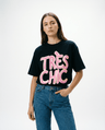 「TRÈS CHIC」フレンチレタリング ネイビー Tシャツ