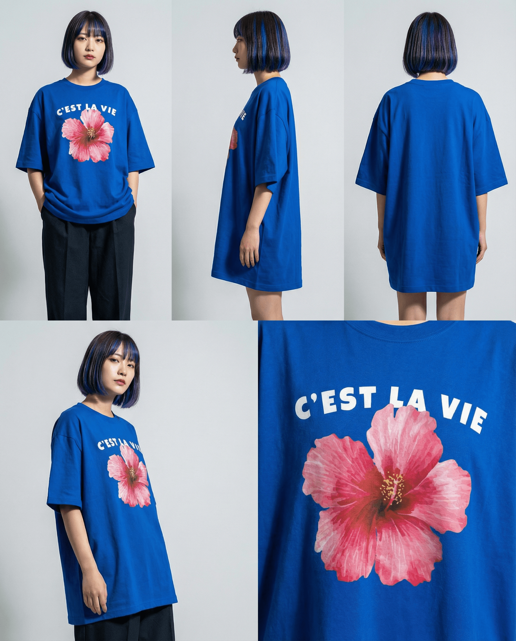 「C'EST LA VIE（これが人生）」フラワー 半袖Tシャツ (Unisex)