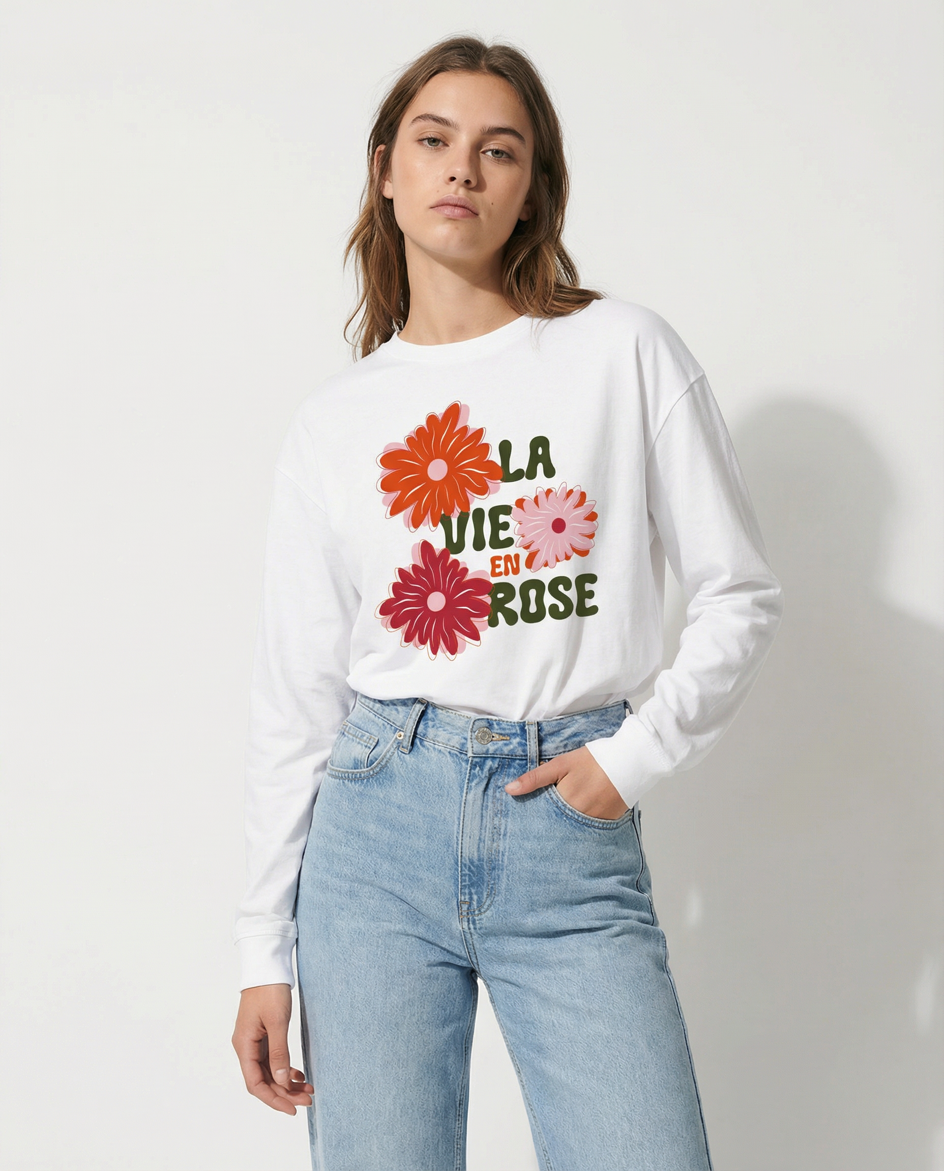 SIGNATURE "3 FLOWERS" – La Vie en Rose / ロングスリーブTシャツ (Unisex)