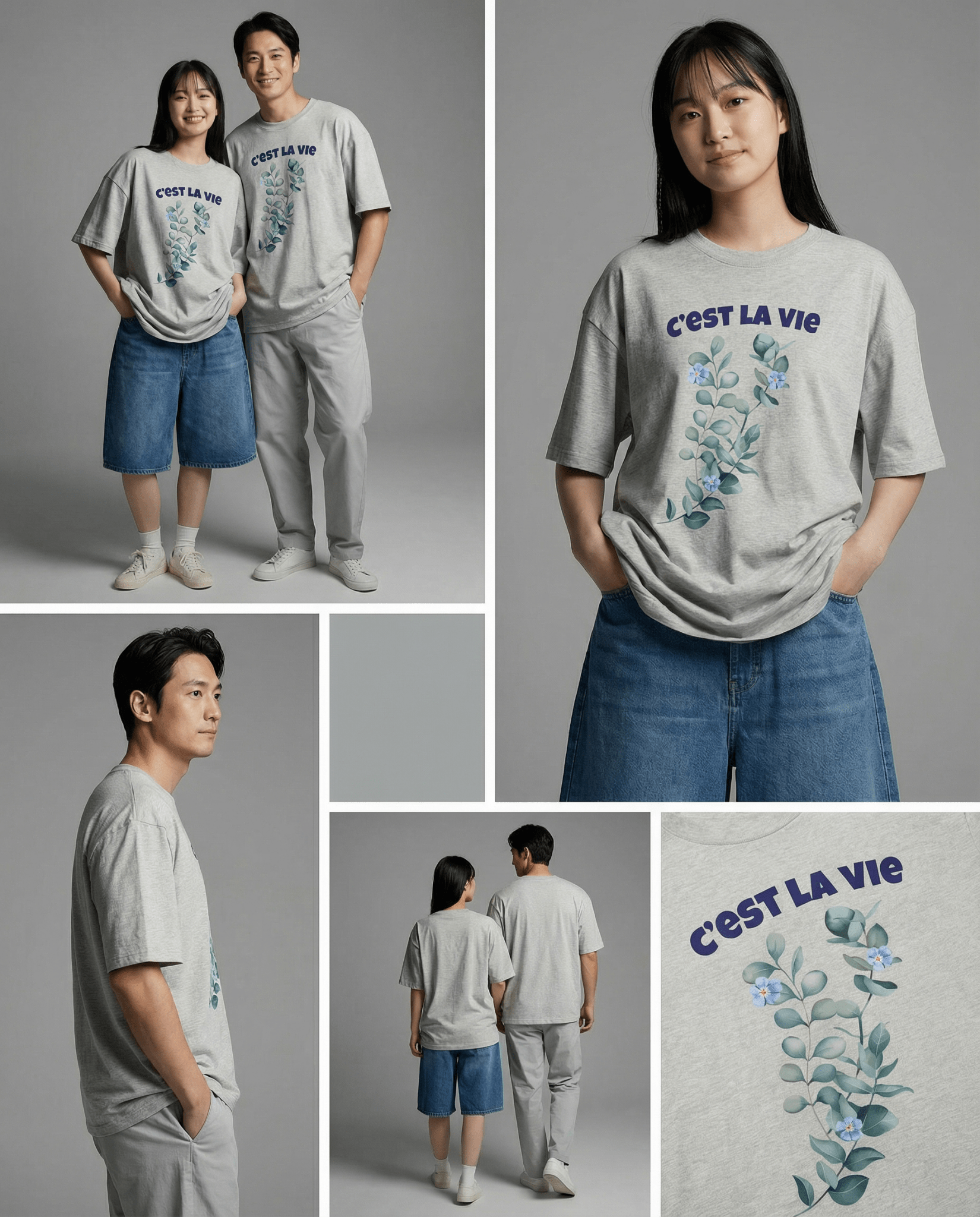 「C'EST LA VIE（これが人生）」ボタニカル ヘビーウェイト半袖Tシャツ (Unisex)
