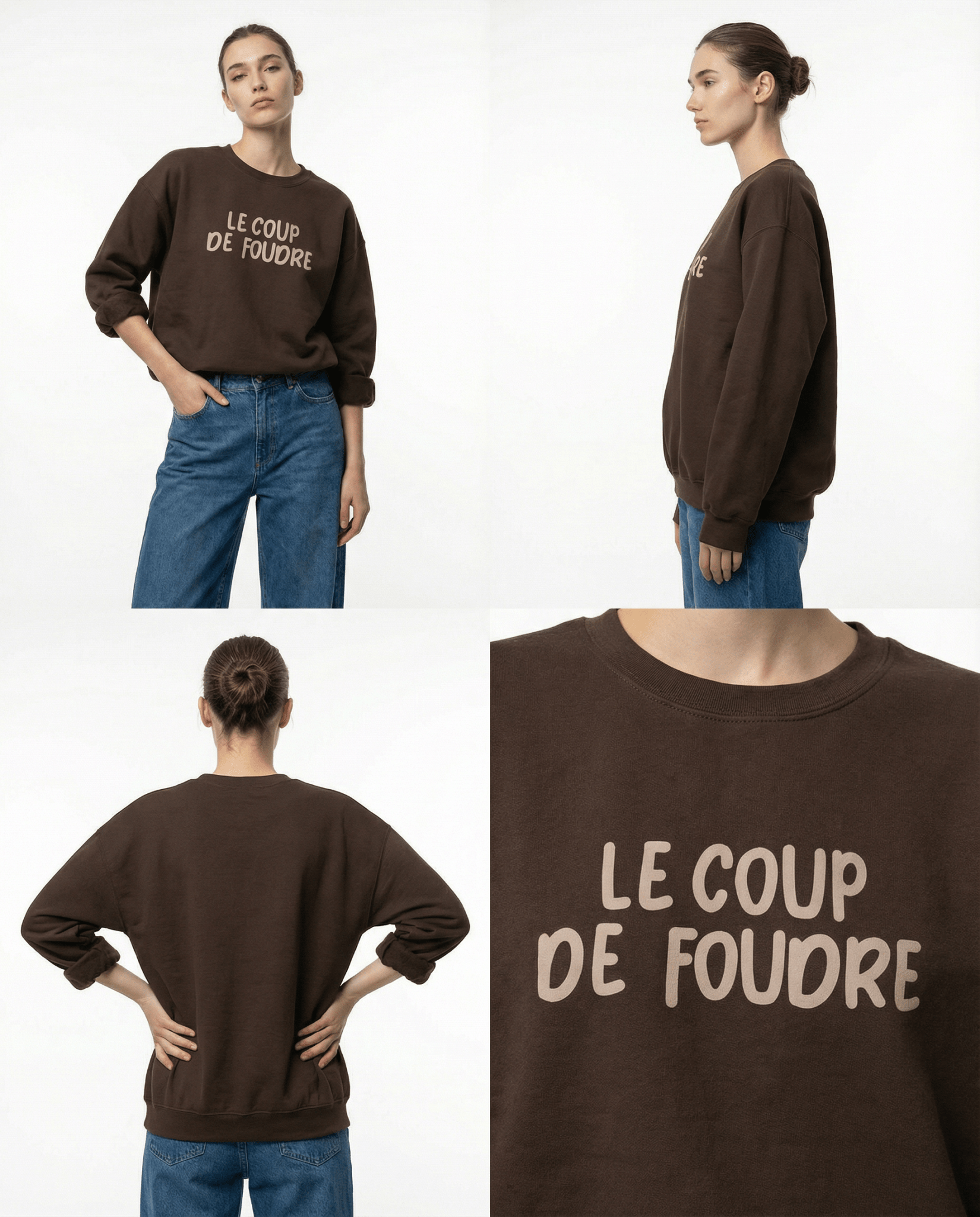 手書き風「Le Coup de Foudre」ロゴのフレンチスウェット