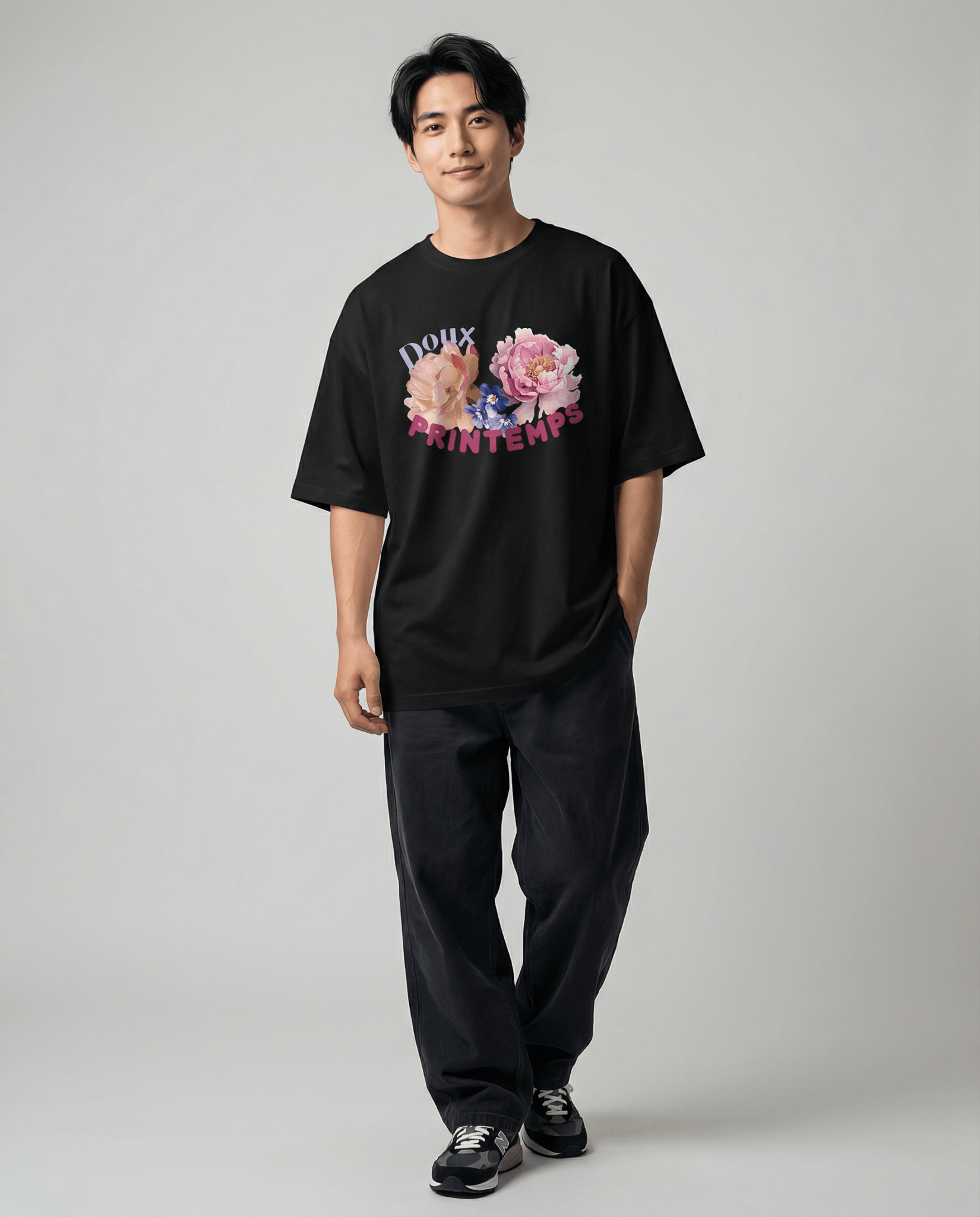 「DOUX PRINTEMPS」ボタニカル ビッグシルエットT