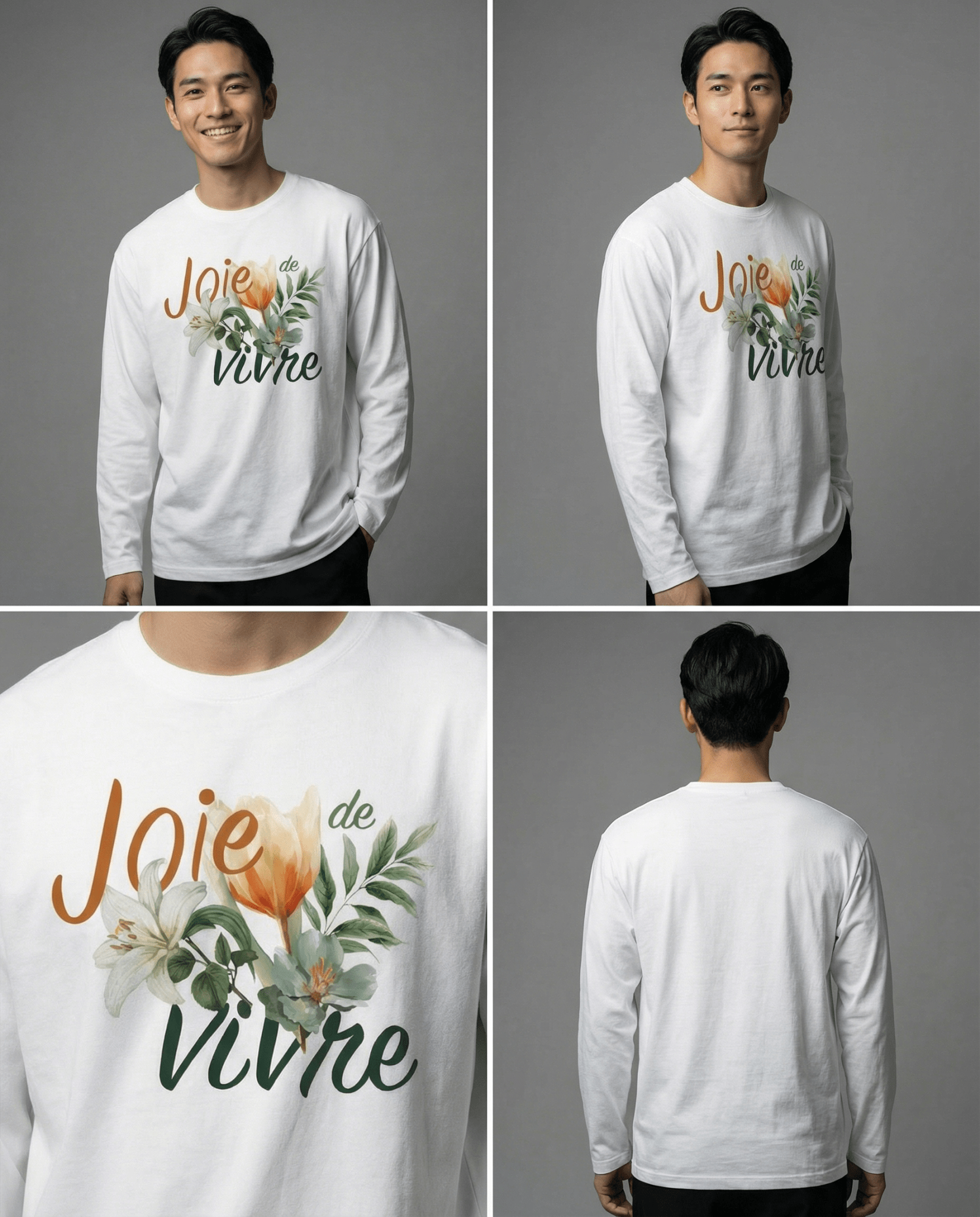 「JOIE DE VIVRE（生きる喜び）」ヘビーウェイト長袖Tシャツ (Unisex)
