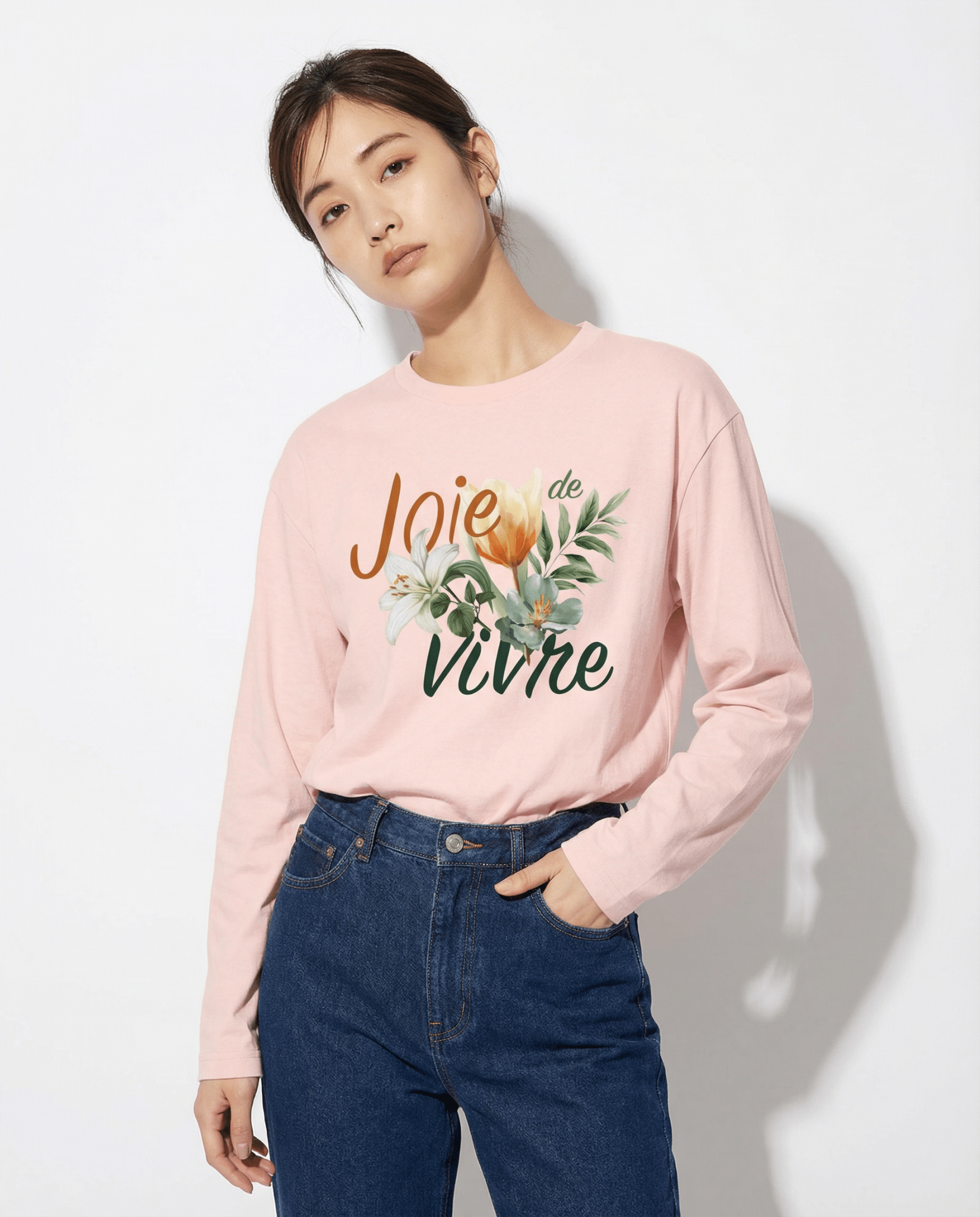 「JOIE DE VIVRE（生きる喜び）」ヘビーウェイト長袖Tシャツ (Unisex)