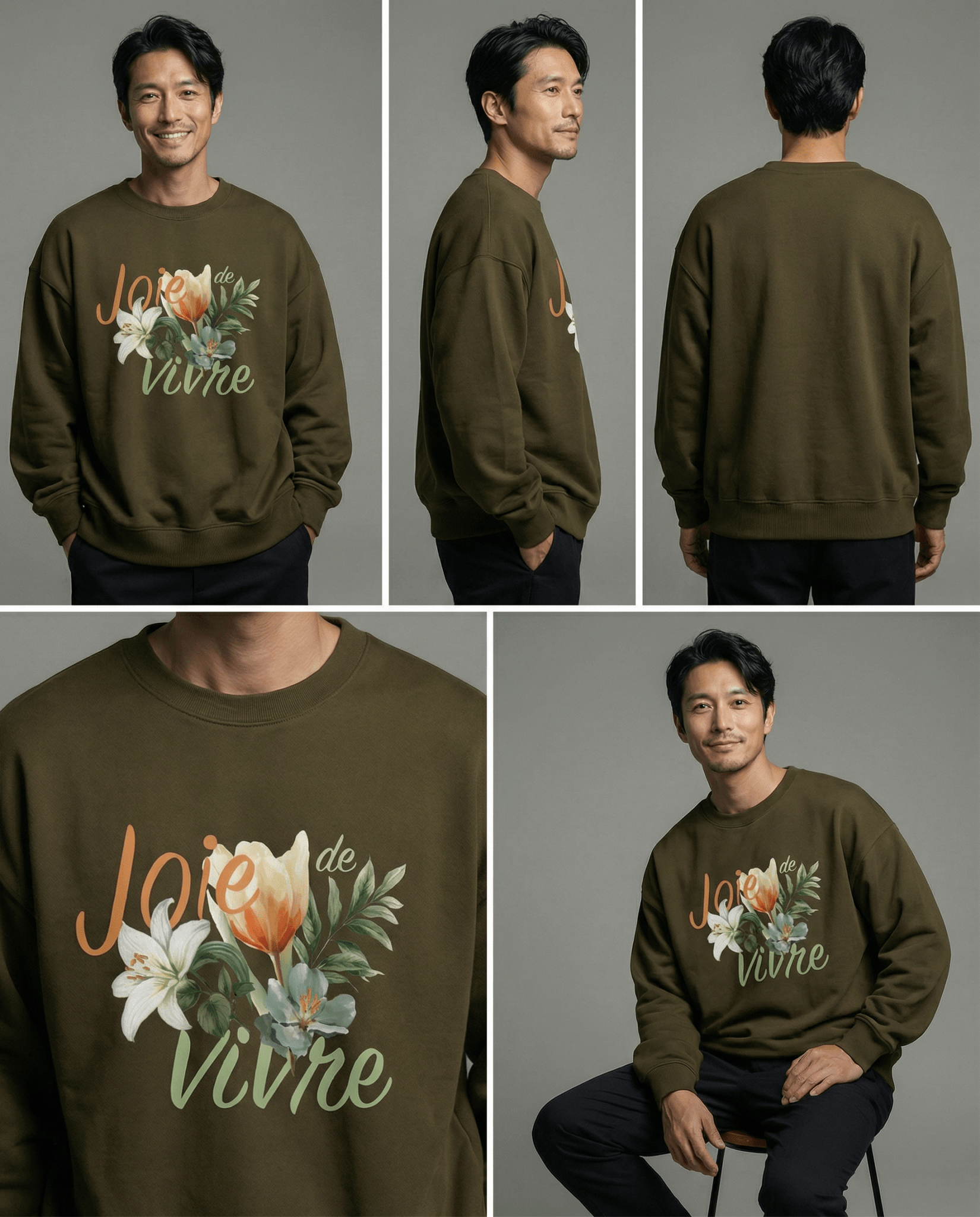 「JOIE DE VIVRE」ユニセックス クルーネックスウェット