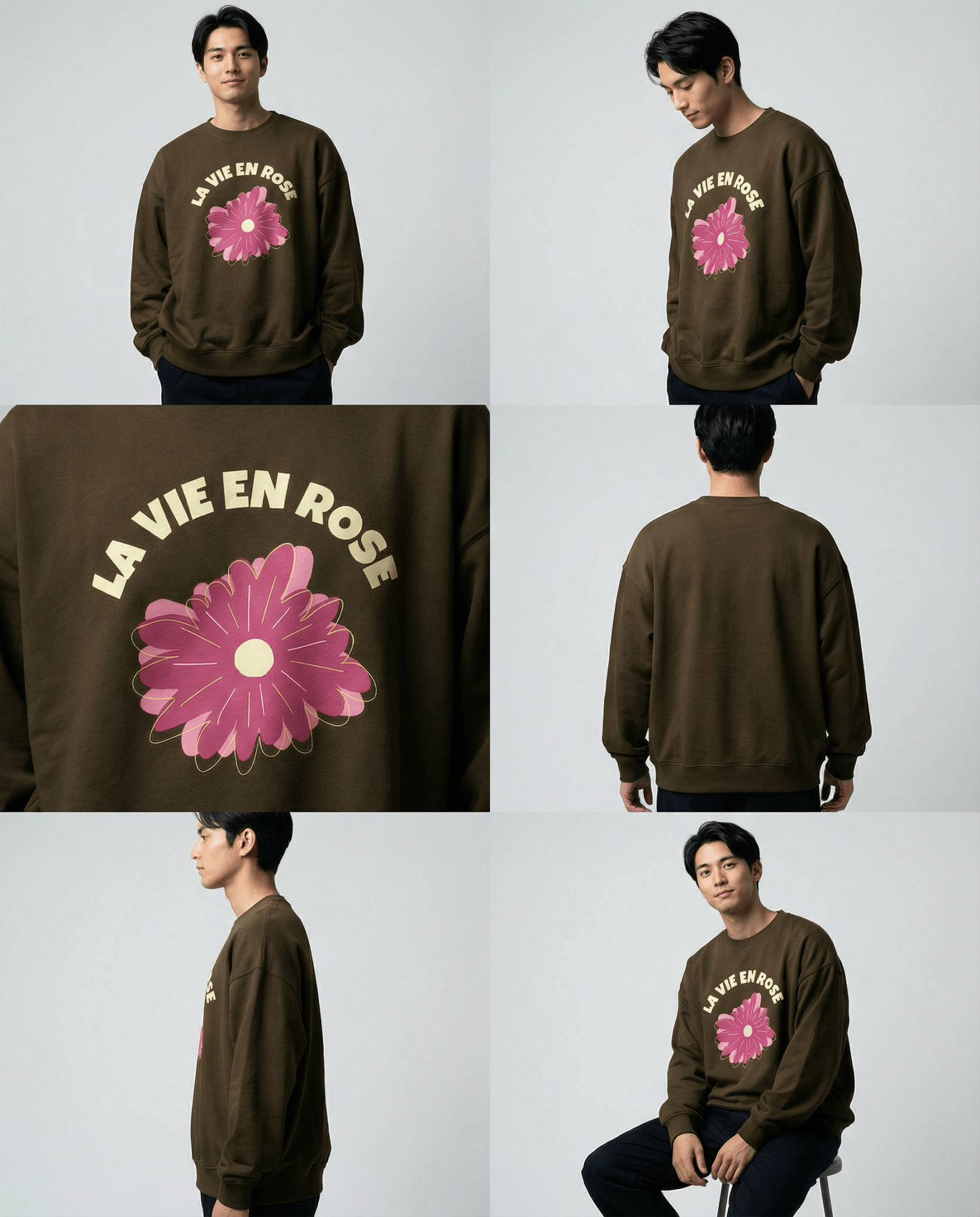 「LA VIE EN ROSE」フラワー クルーネックスウェット