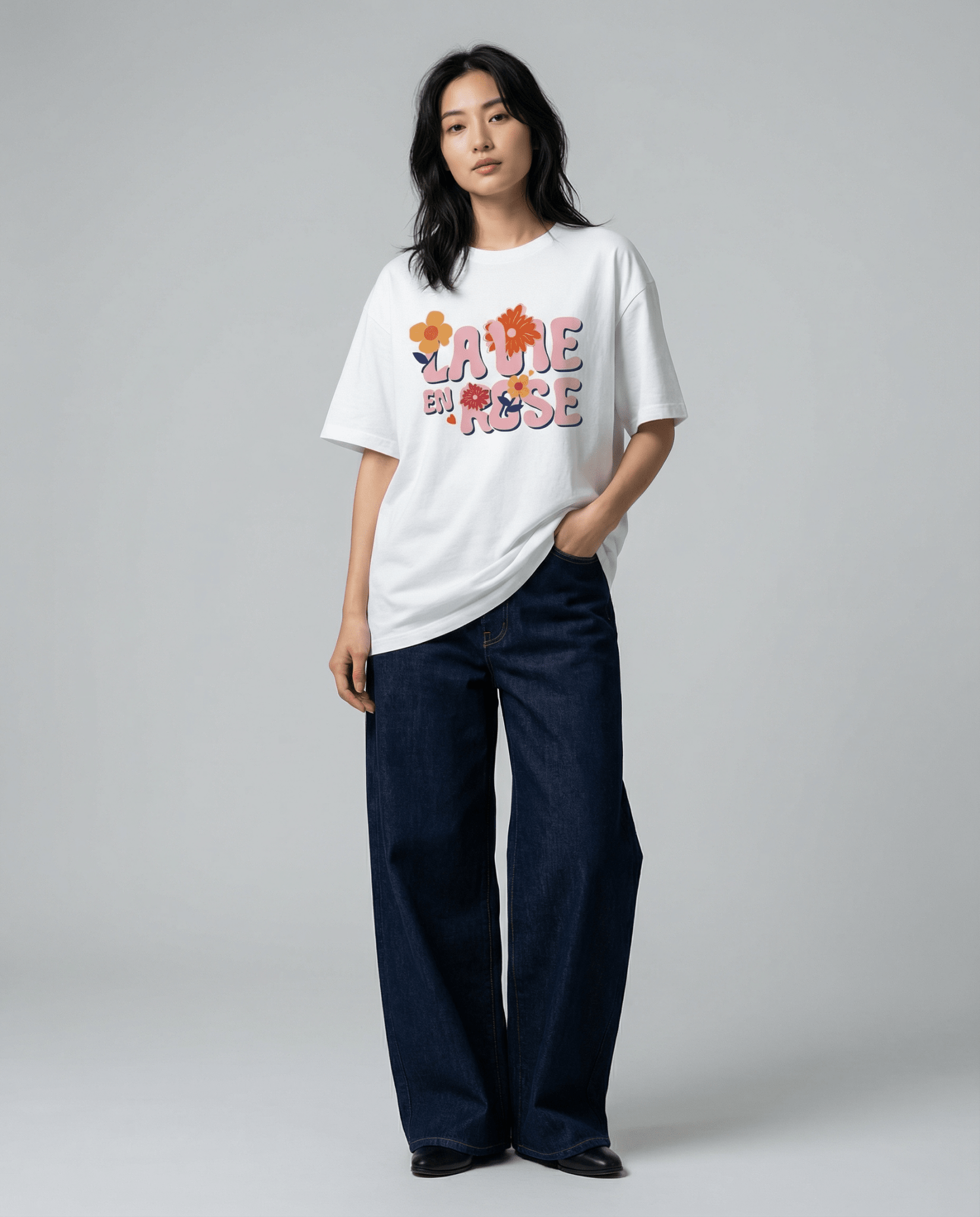 SIGNATURE "4 FLOWERS" – La Vie en Rose / ヘビーウェイト半袖Tシャツ (Unisex)