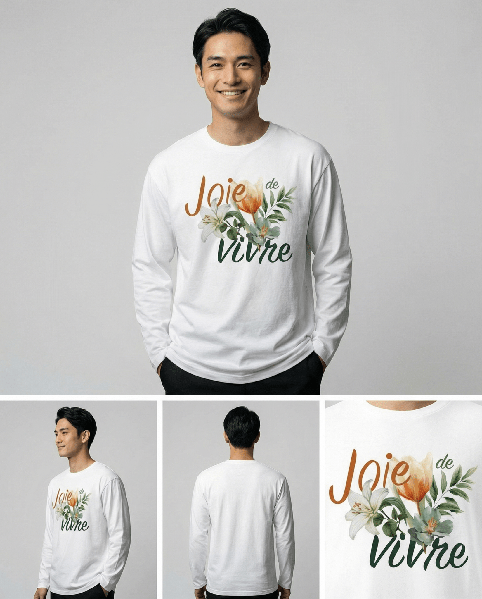 「JOIE DE VIVRE（生きる喜び）」ヘビーウェイト長袖Tシャツ (Unisex)