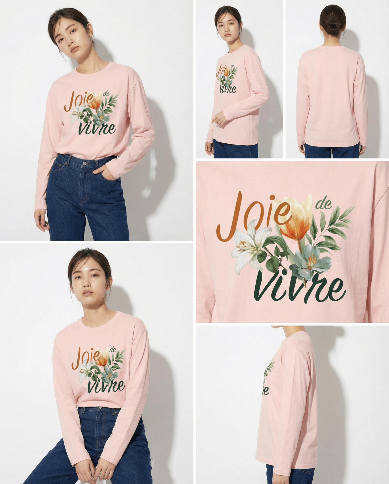 「JOIE DE VIVRE（生きる喜び）」ヘビーウェイト長袖Tシャツ (Unisex)