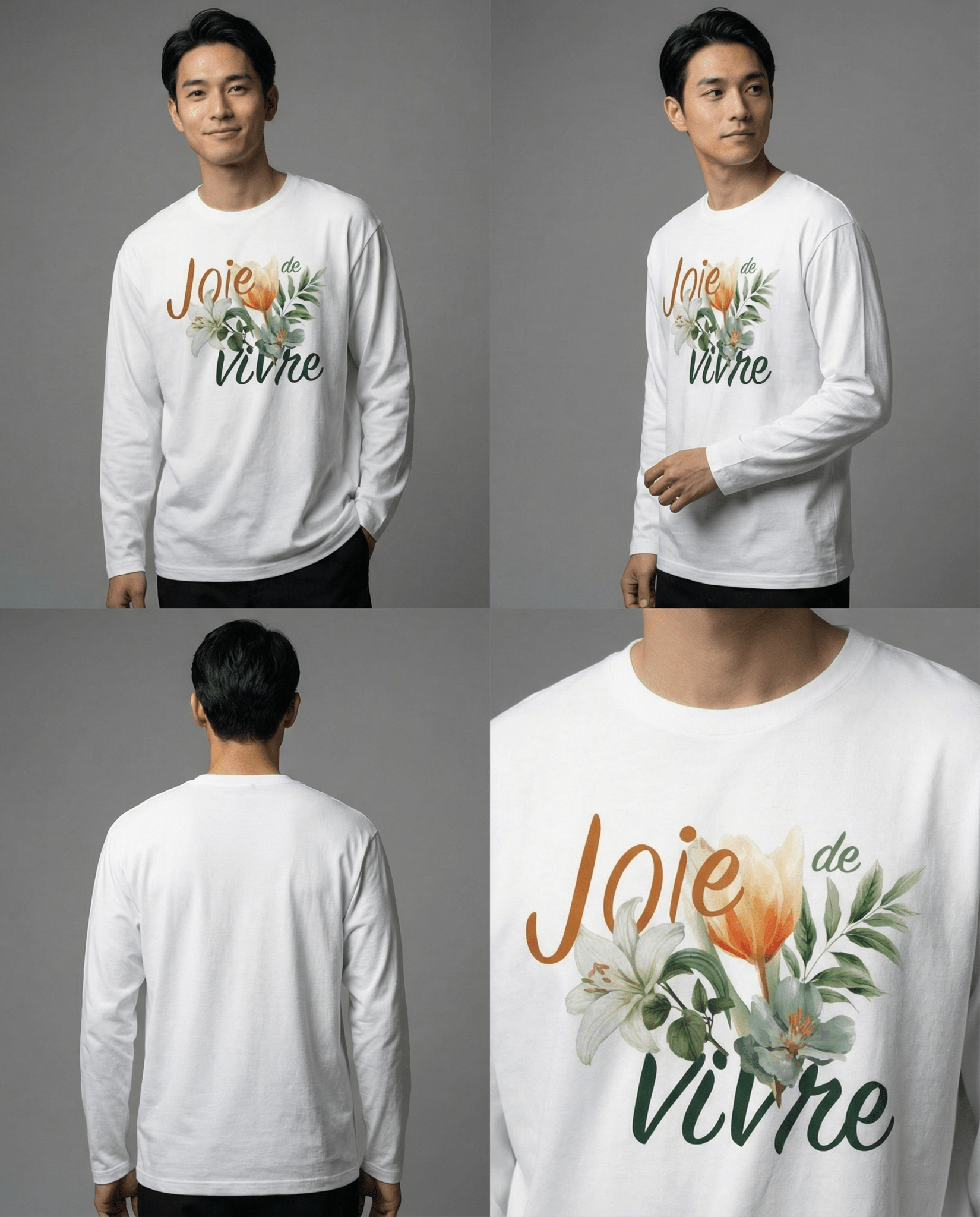 「JOIE DE VIVRE（生きる喜び）」ヘビーウェイト長袖Tシャツ (Unisex)
