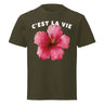 「C'EST LA VIE（これが人生）」フラワー ヘビーウェイト半袖Tシャツ (Unisex)